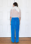 Colleen Allen Velvet Drawstring Pant in Cerulean Blue
