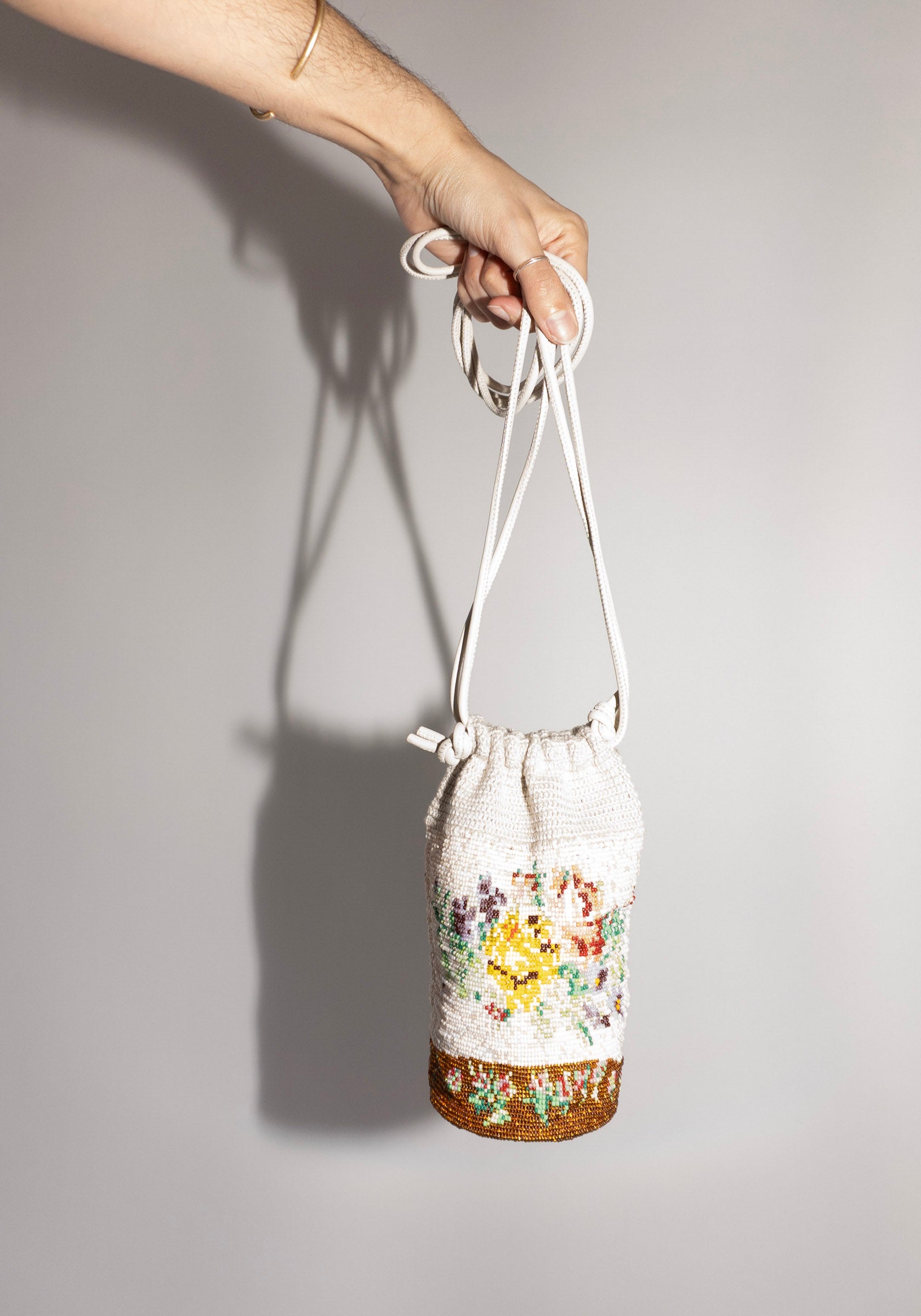 Cordera Crochet Beaded Bag in Cream