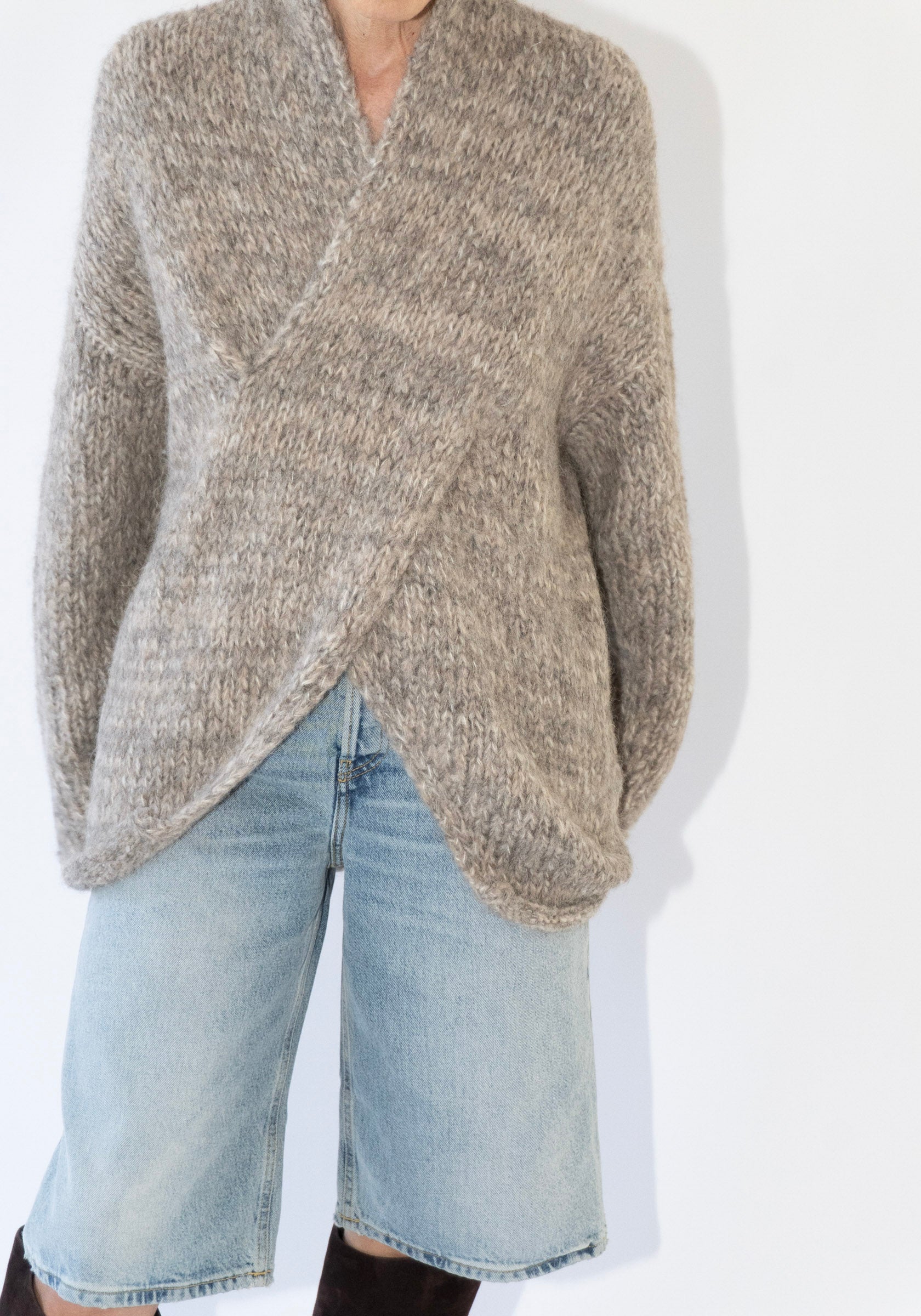 Lauren Manoogian Handknit Big Cable Pullover in Marl