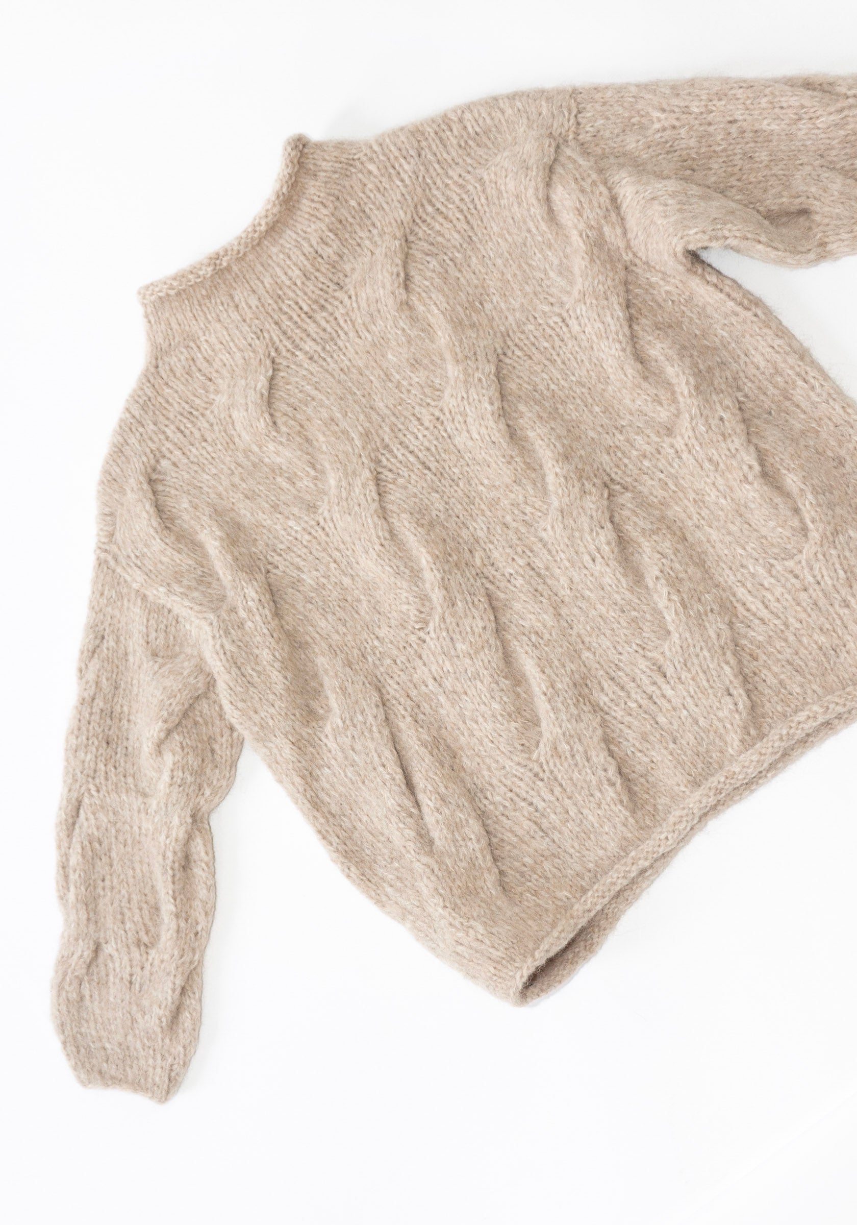 Lauren Manoogian Handknit Cable Rollneck Sweater in Husk