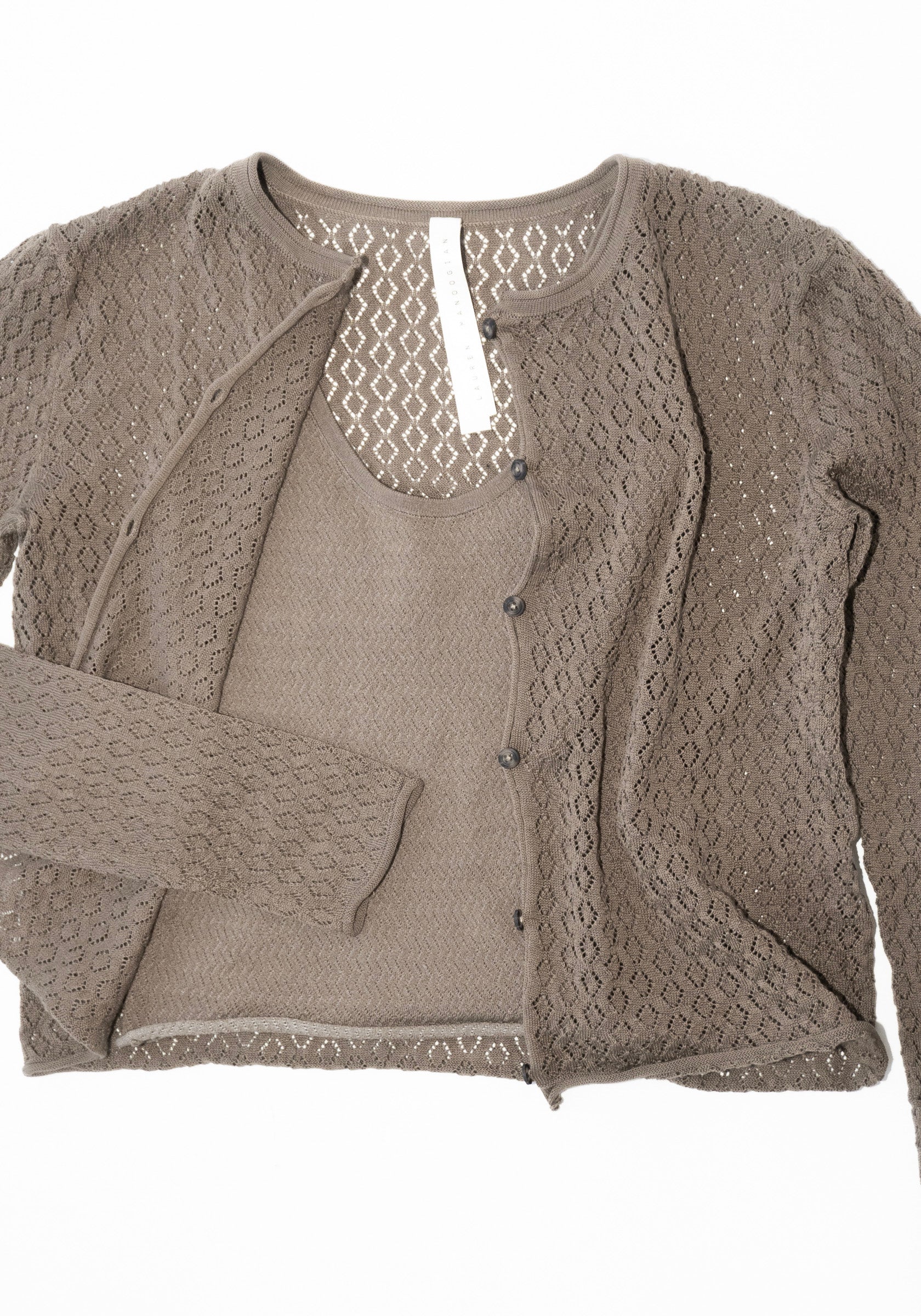 Pointelle Cardigan in Earth