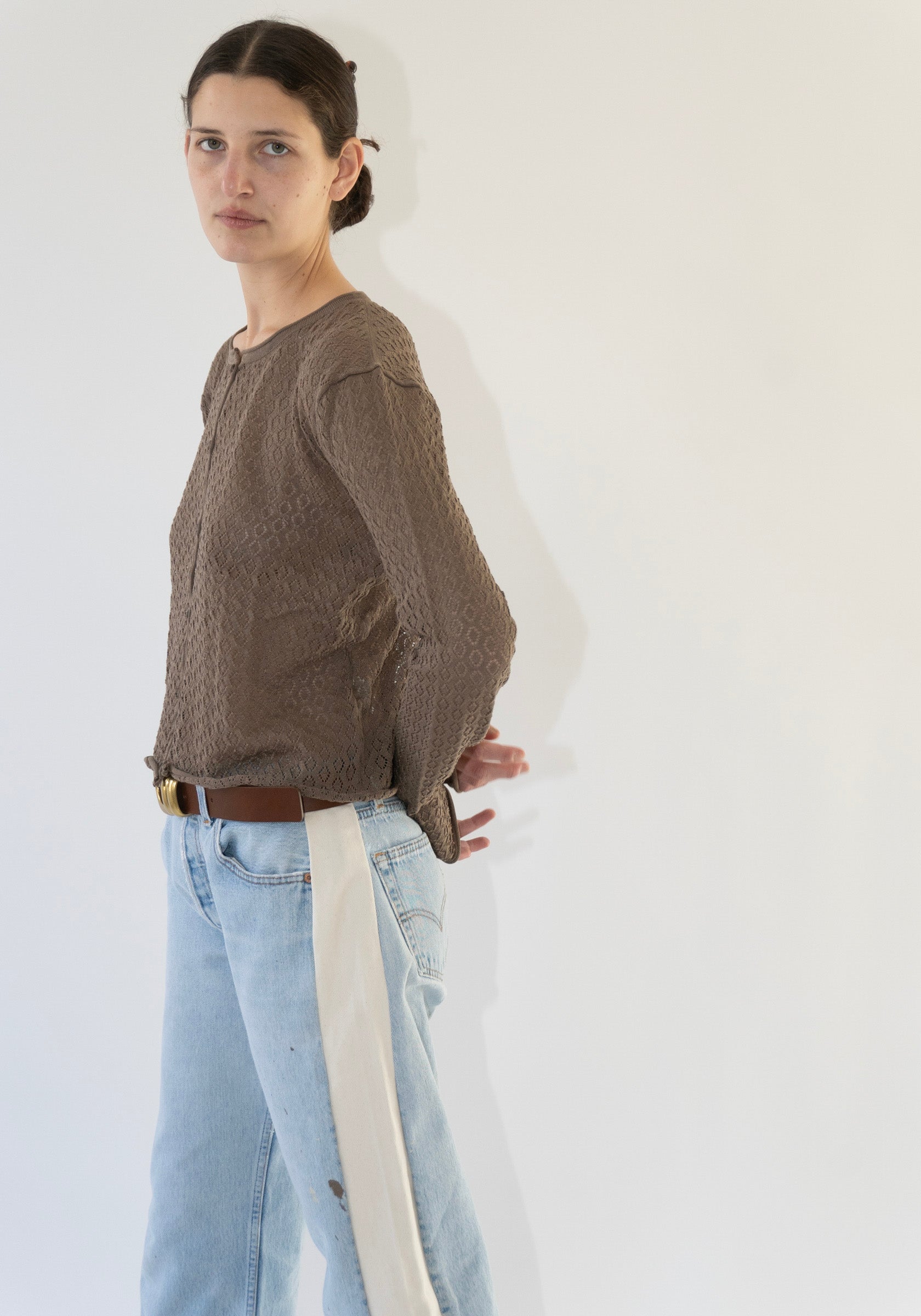 Pointelle Cardigan in Earth