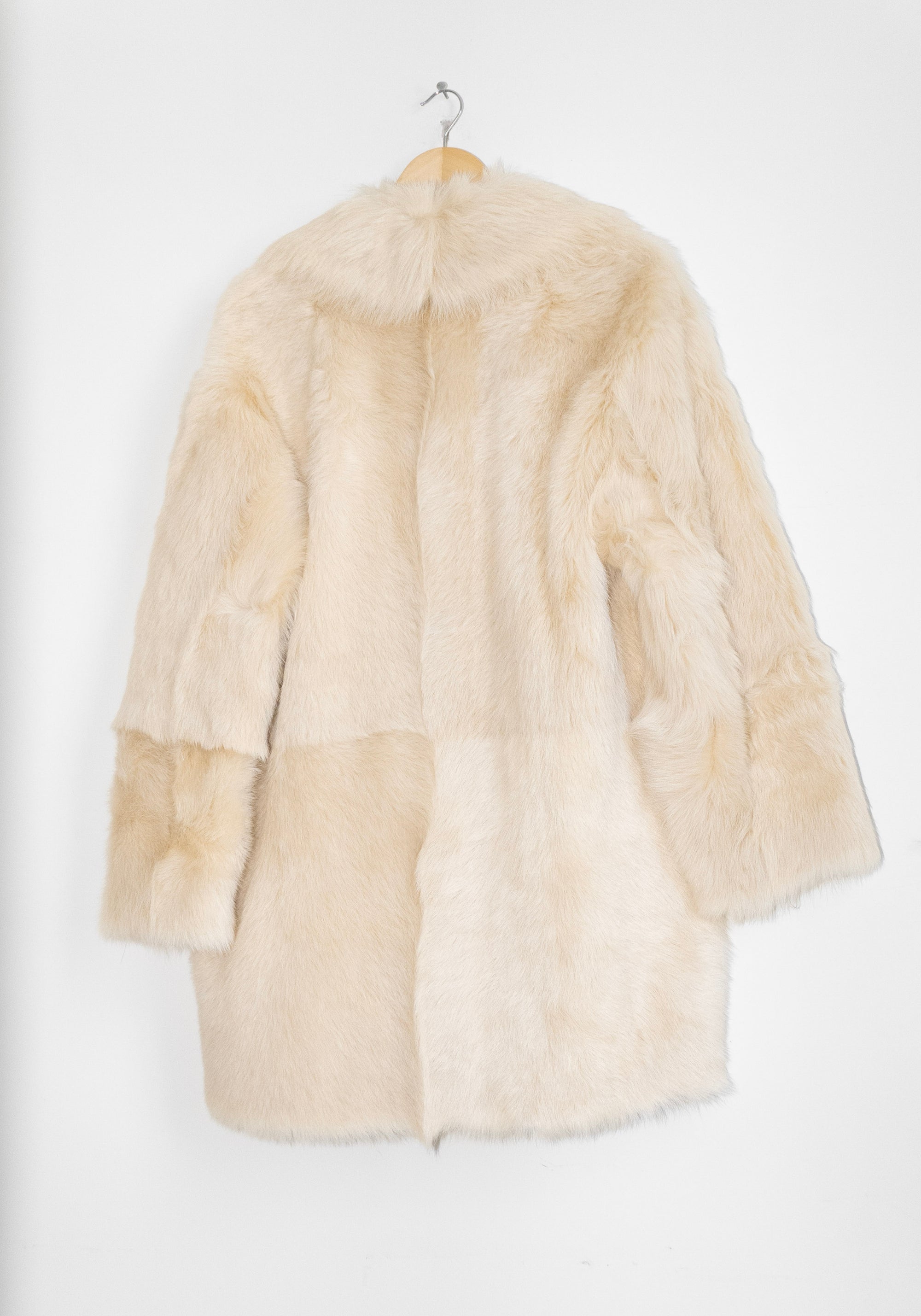 Ruben Mid Length Shearling Coat in Butter
