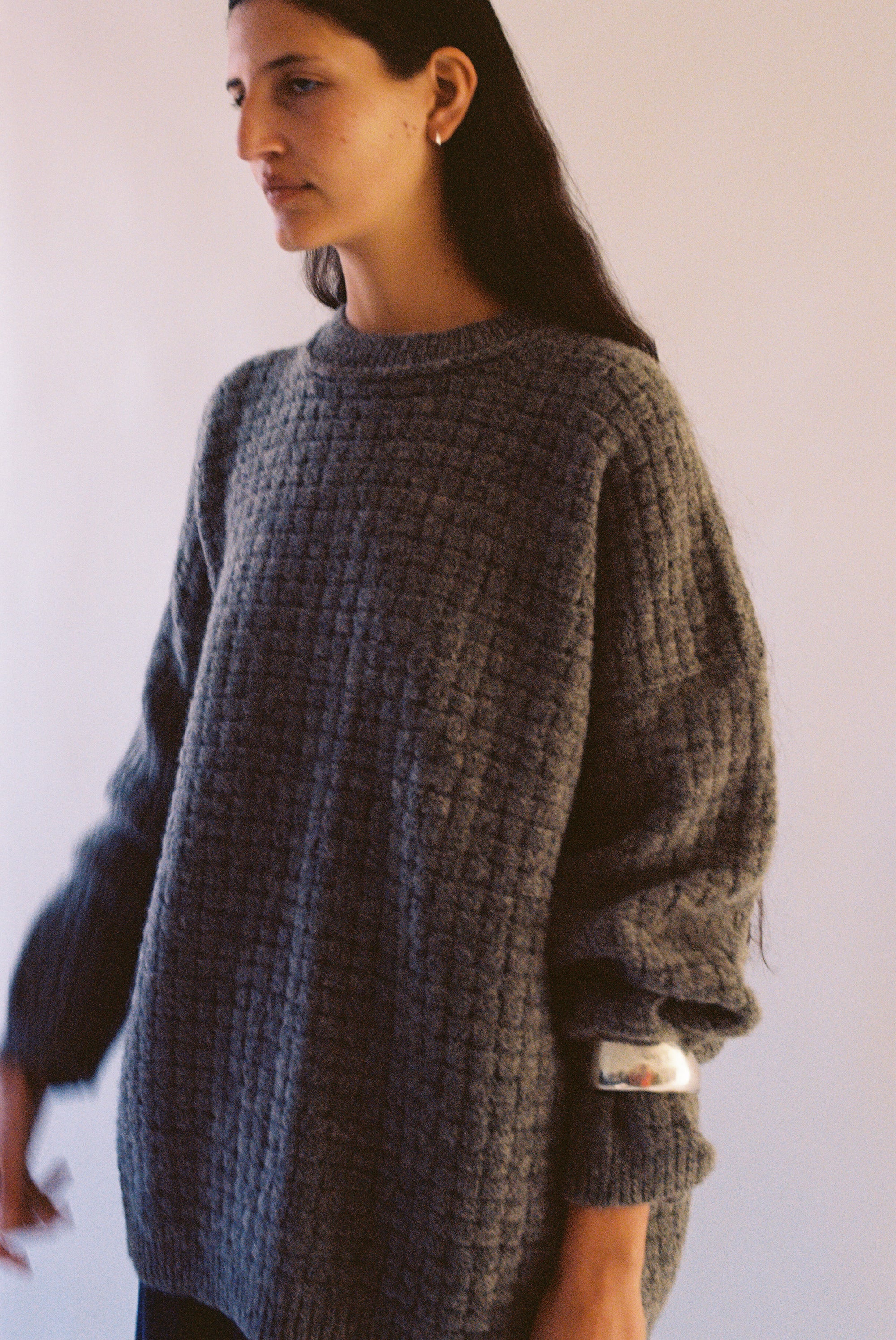 Interlace Crewneck Sweater in Rock