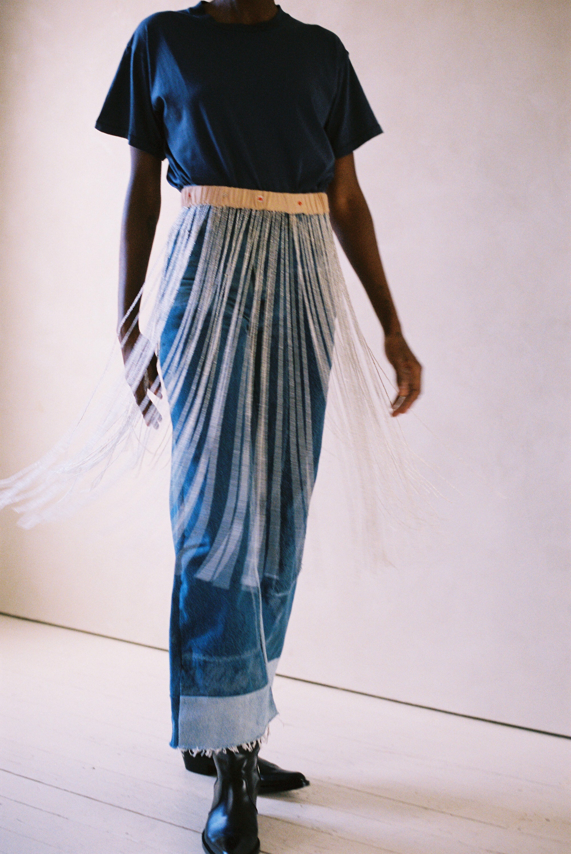 Beaded Fringe Belt in Beige