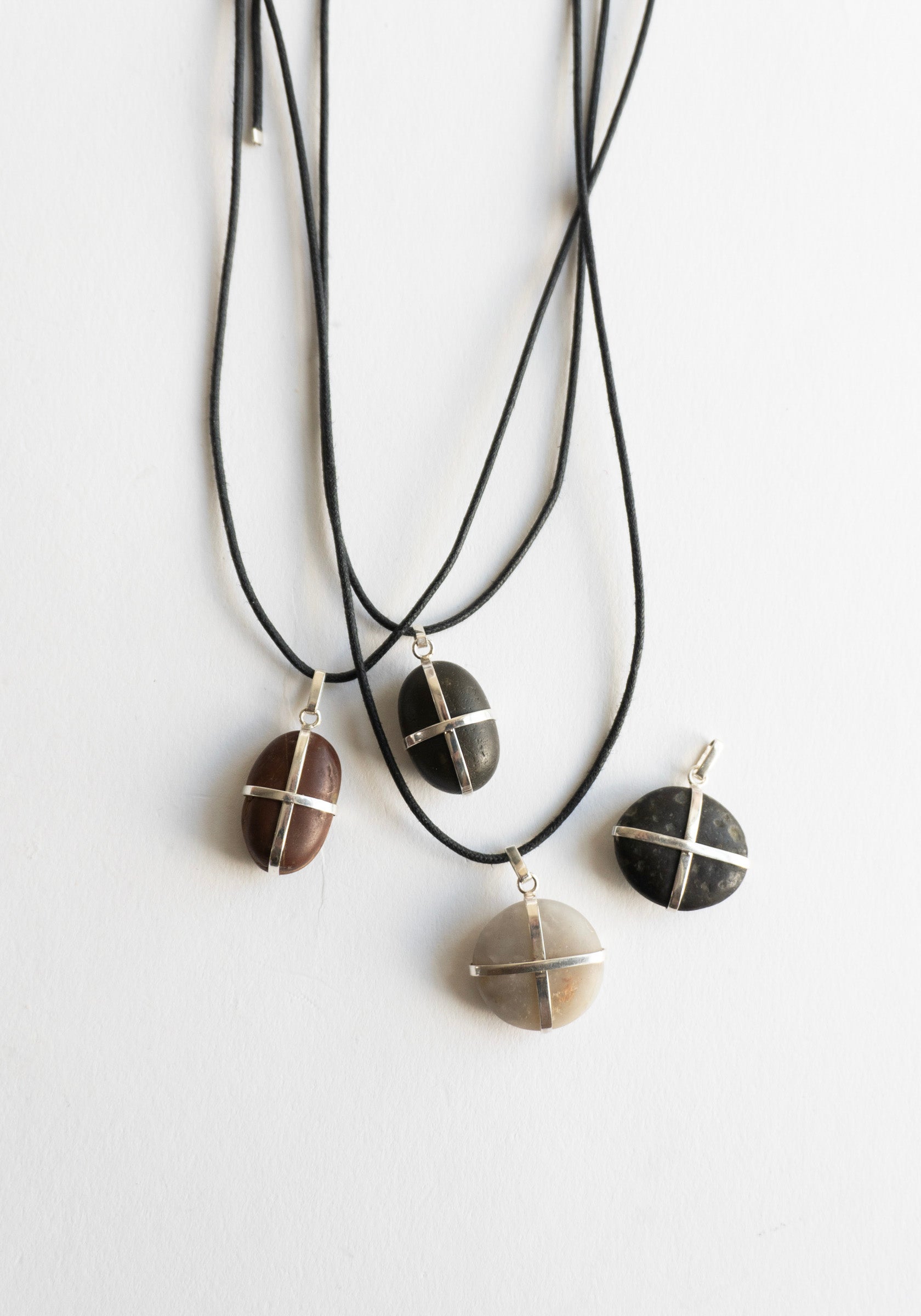 Nathalie Mathoulin Jewellery Stone Silver Ribbon Necklaces