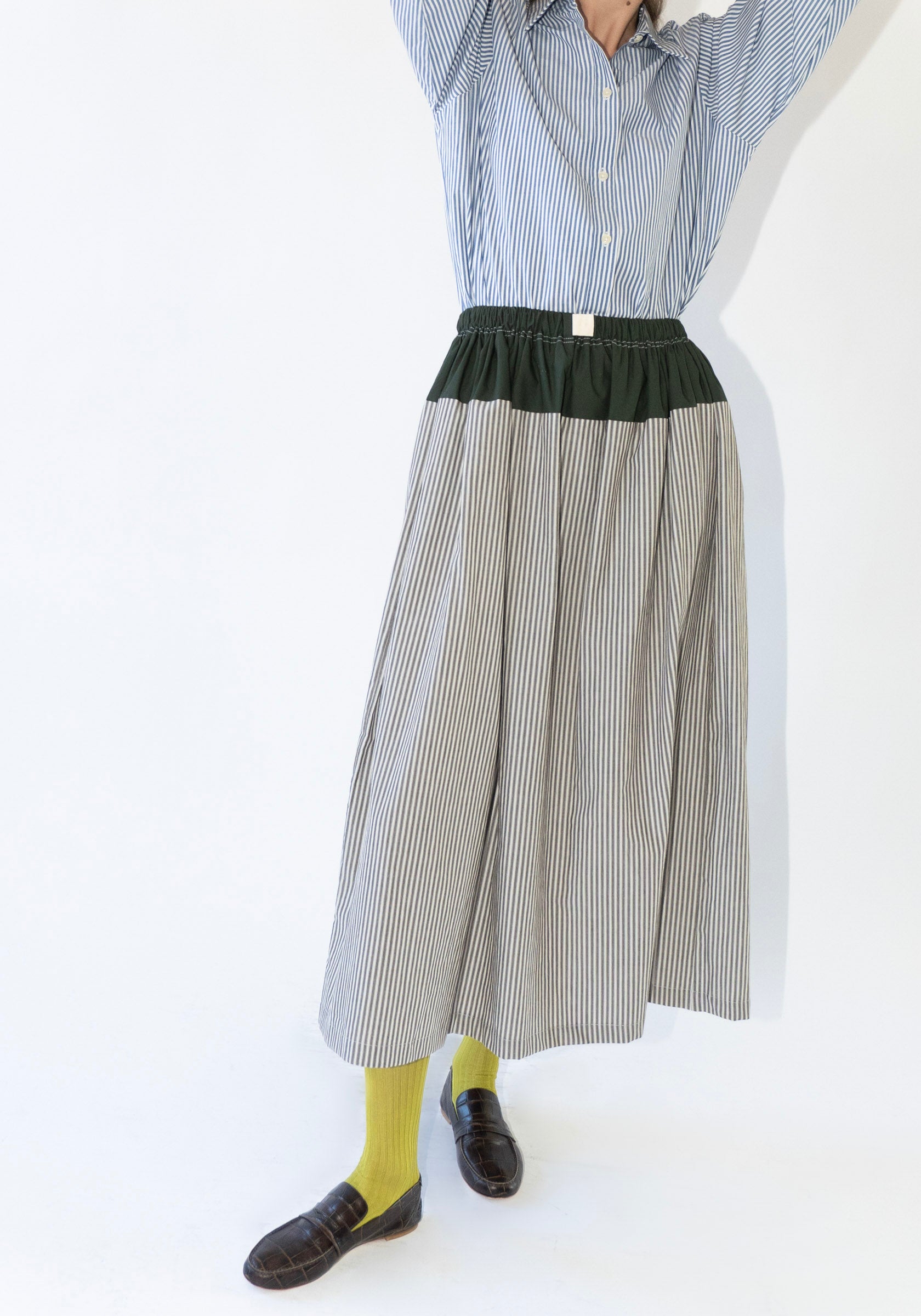 Realm Skirt in File Stripe