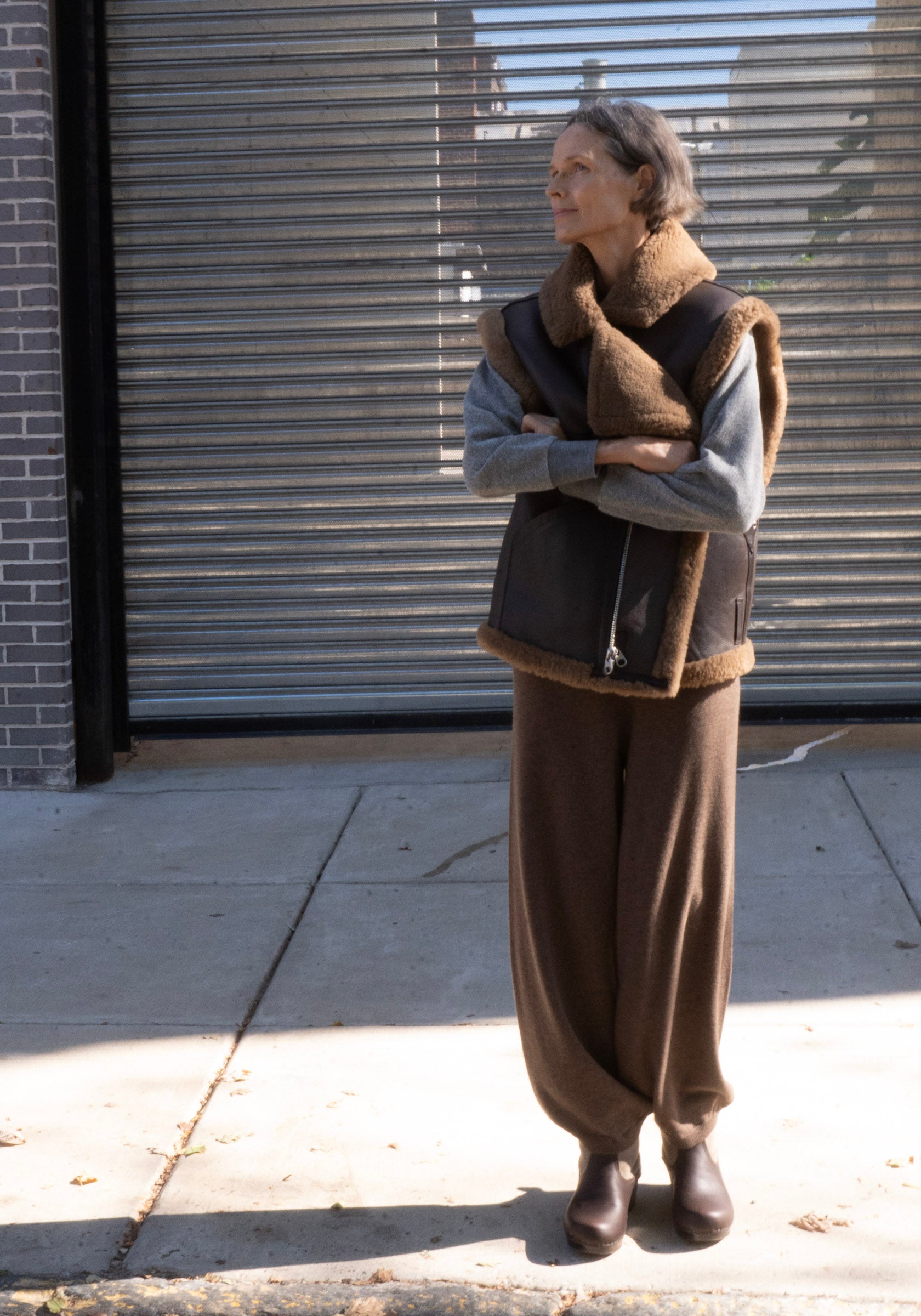 Shearling Vest in Brown