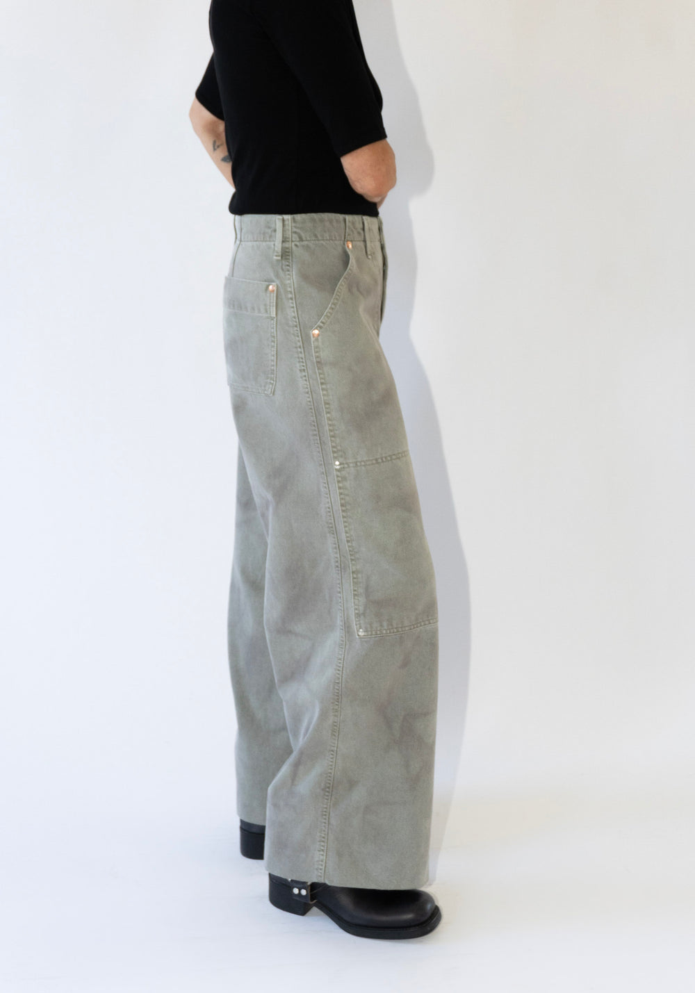 Work Jean Trousers in Foggy Green