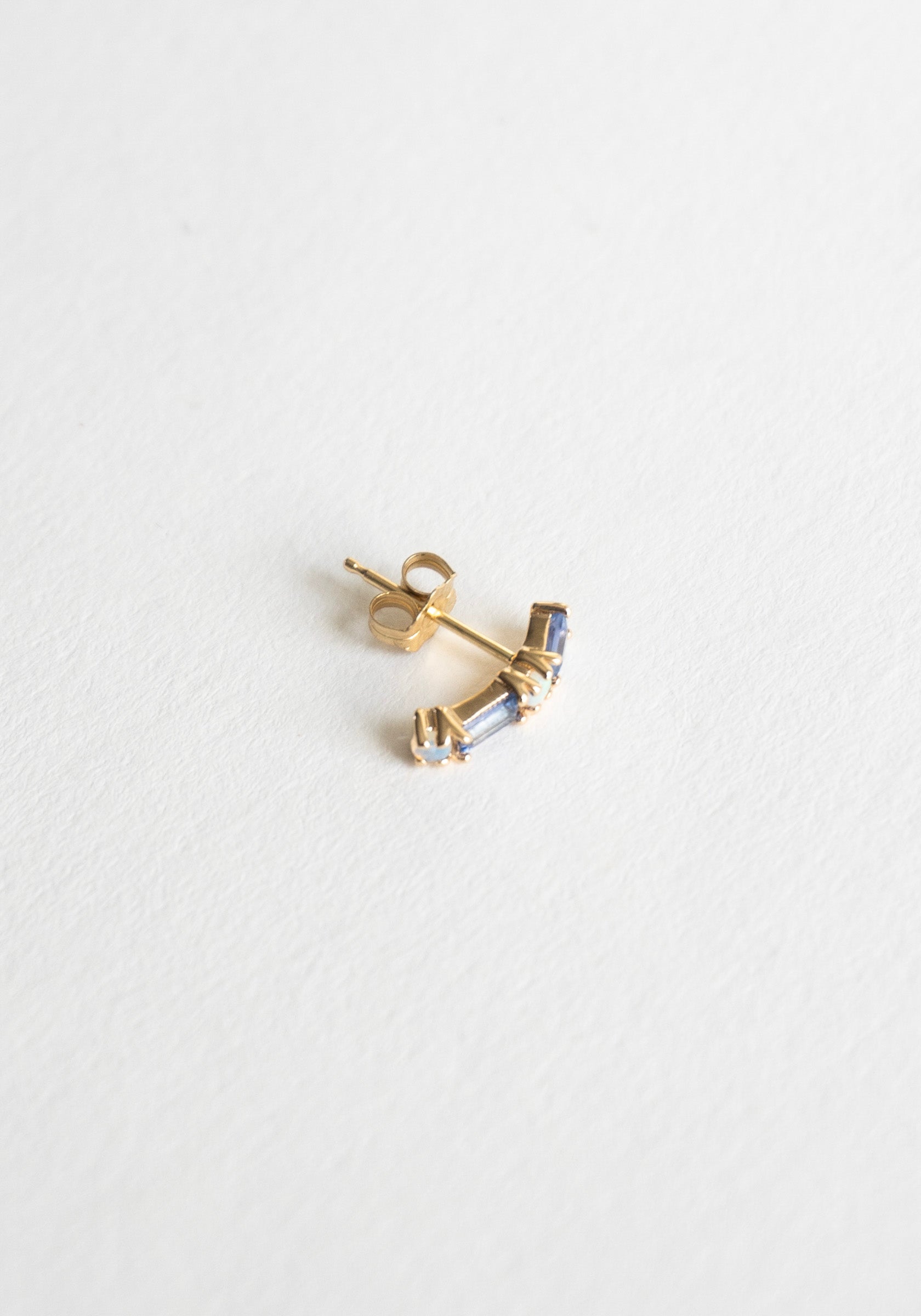 Wwake Sapphire & Opal Pillar Huggie Hoop Earring