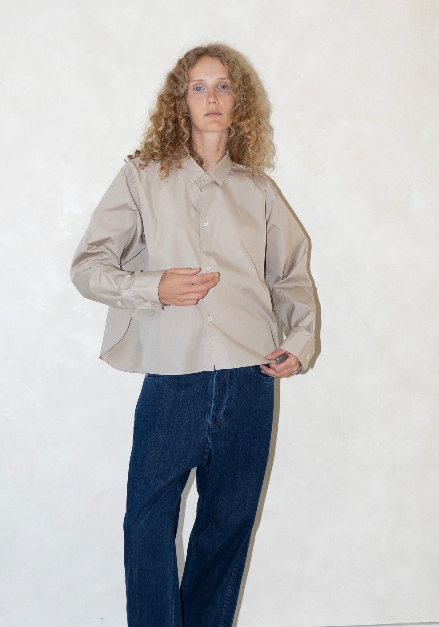 Sofie D'Hoore Brit Button Front Shirt in Stone