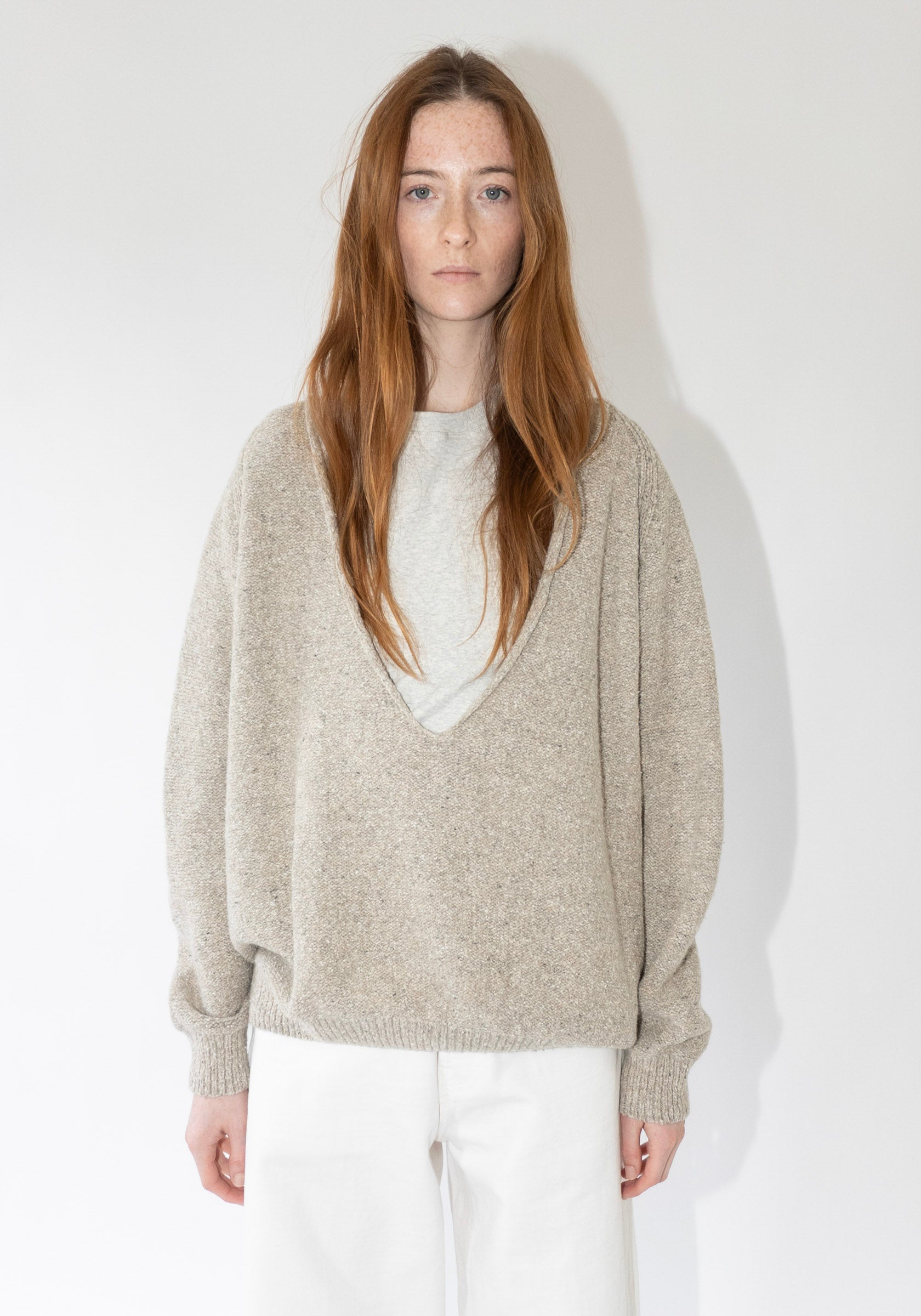 Sour V Neck Top in Ingra Sand