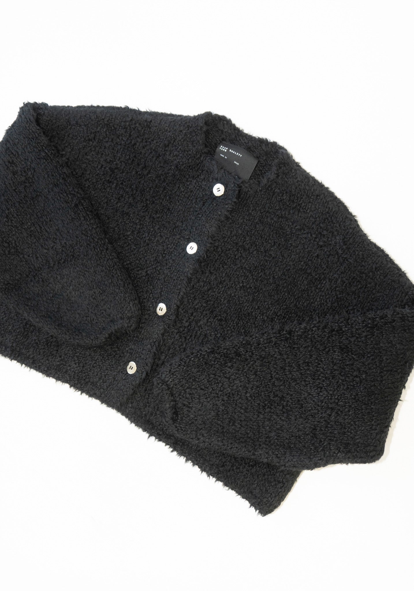 Teddy Cropped Cardigan in Black