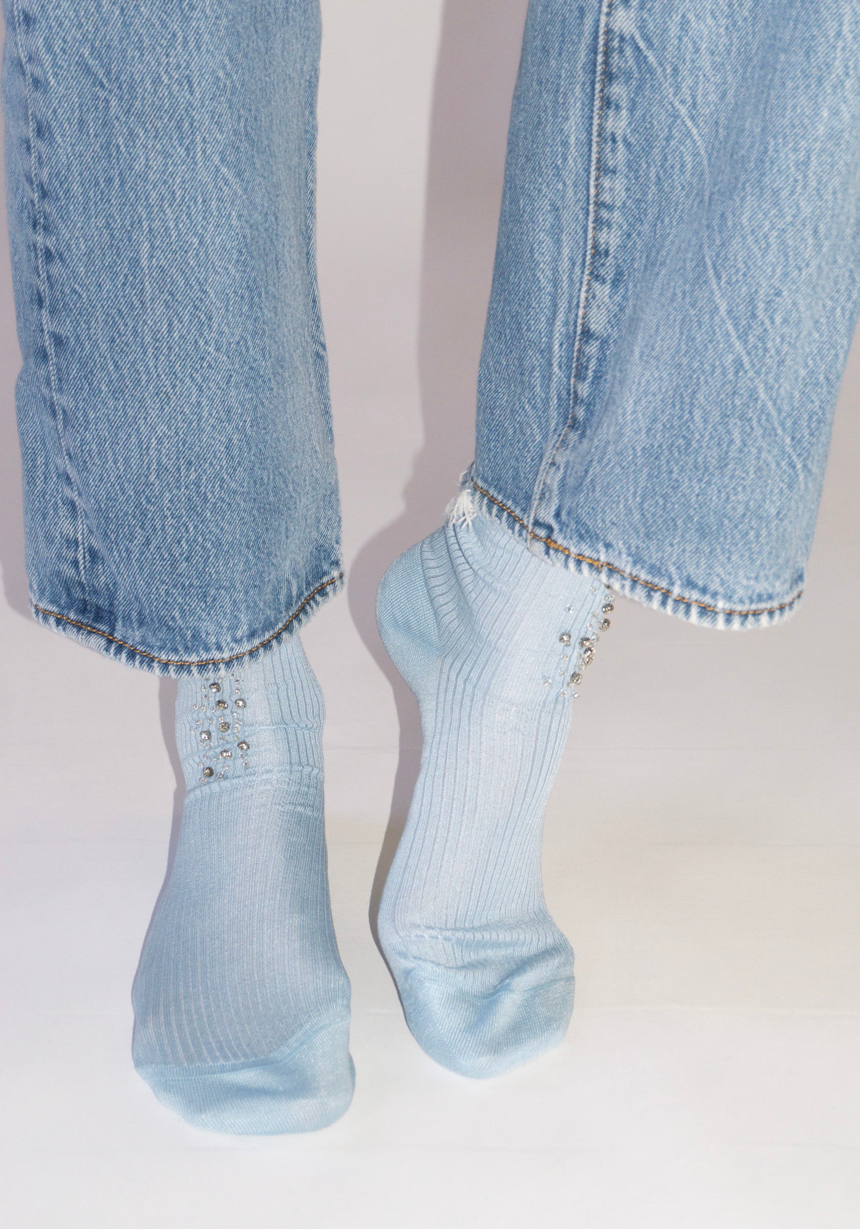 Maria La Rosa Stars Sock in Powder Blue