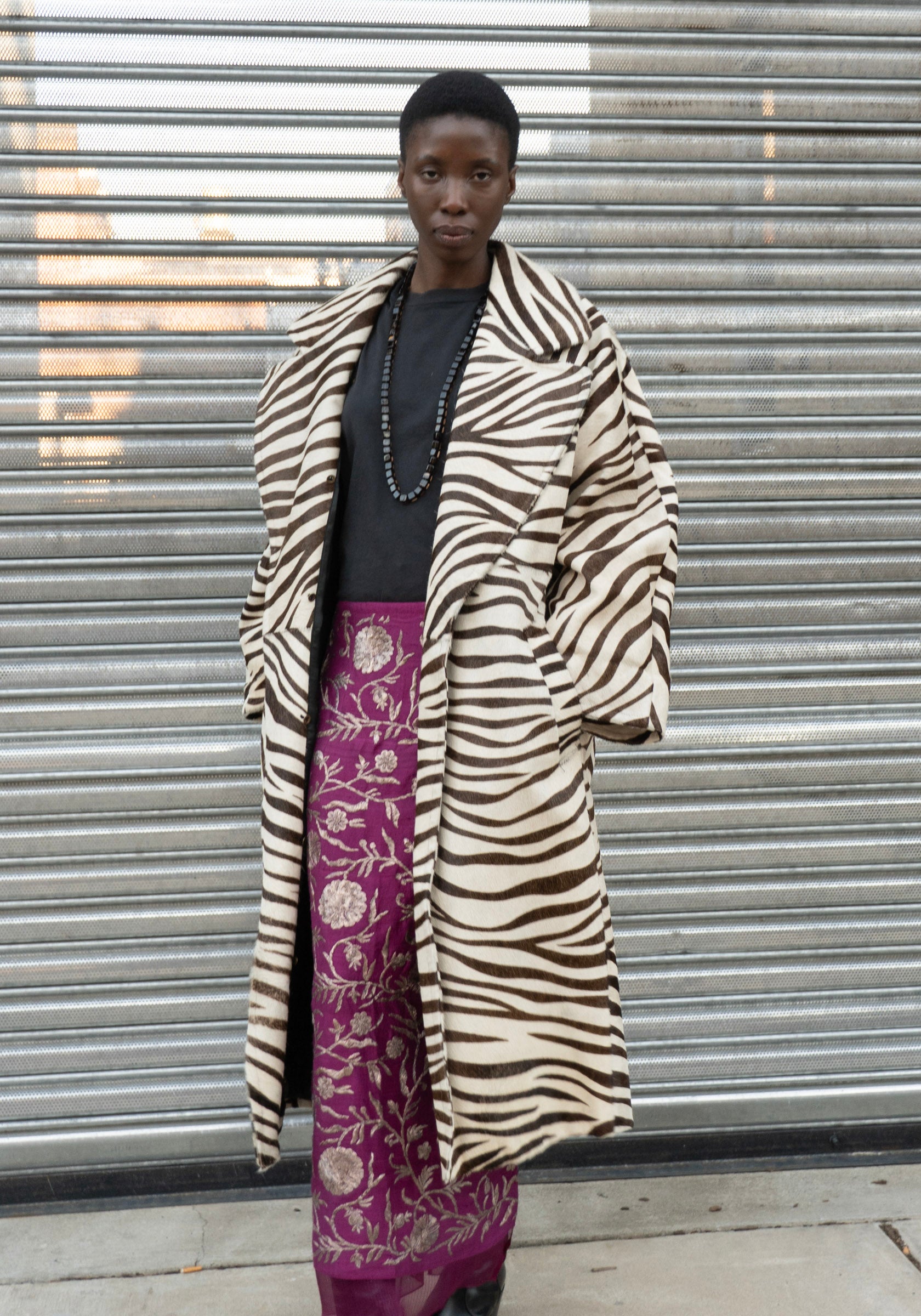 Vintage Zebra Print Ponyhair Trench