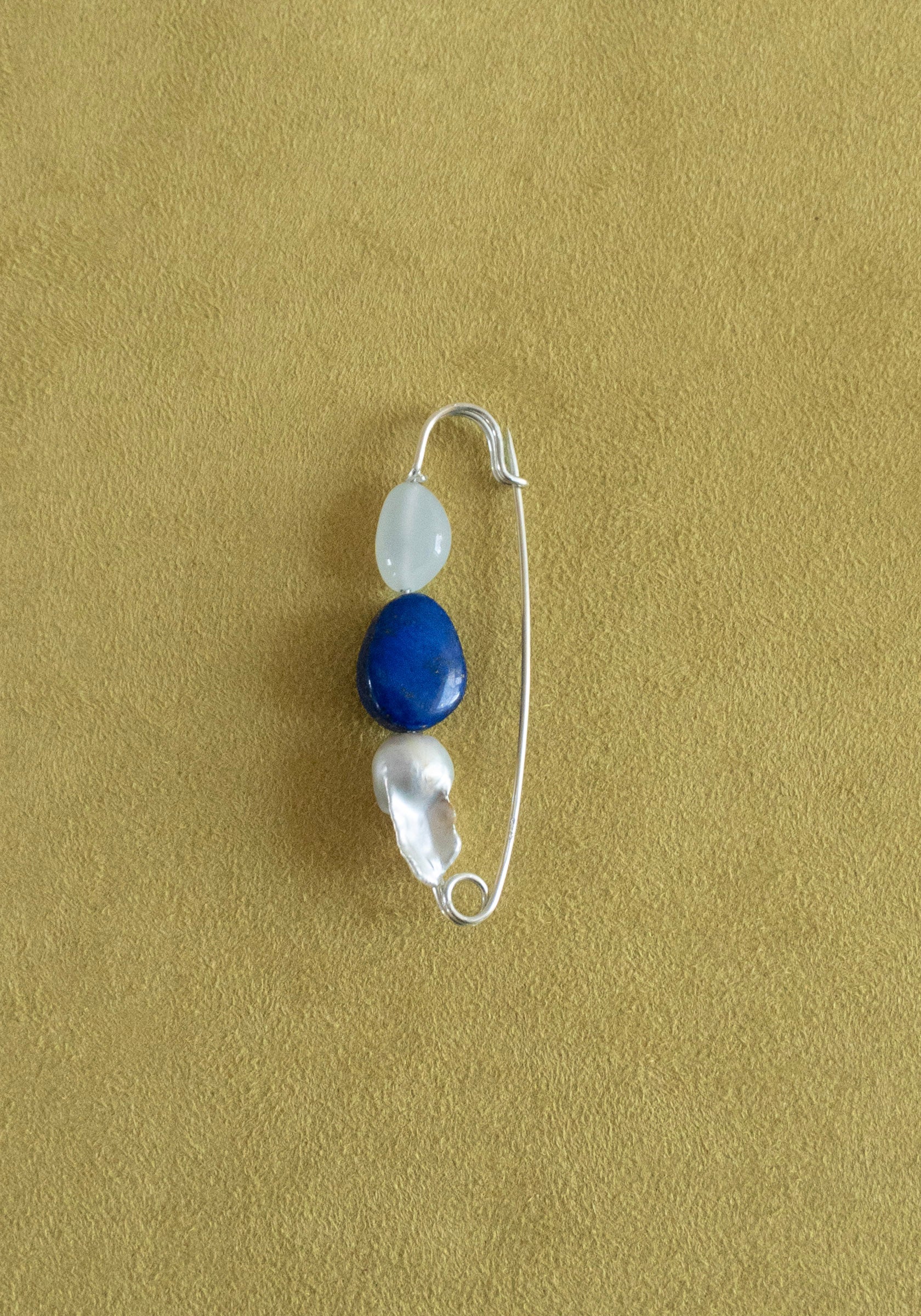 Lapis, Pearl and Moonstone Pin