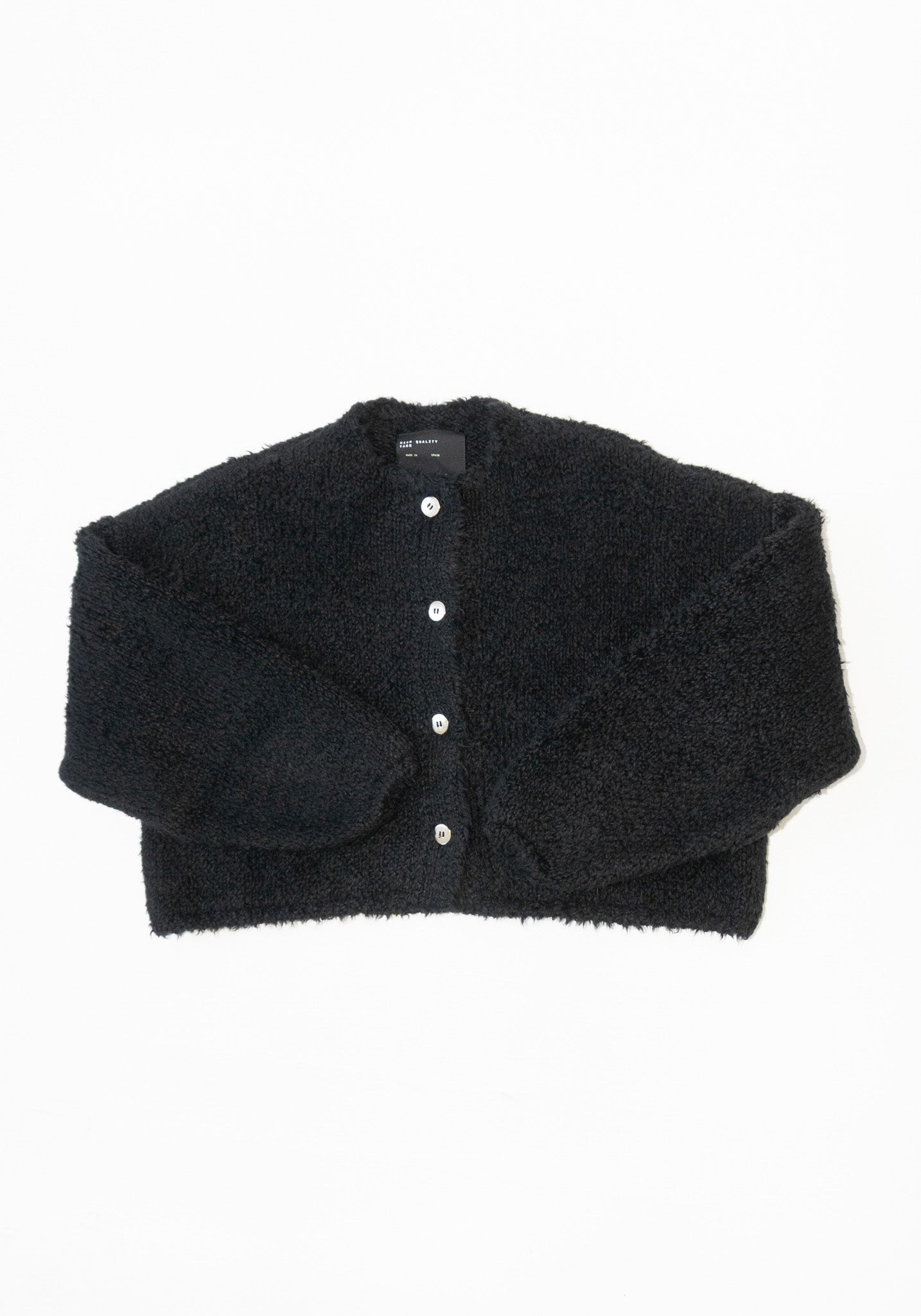 Teddy Cropped Cardigan in Black