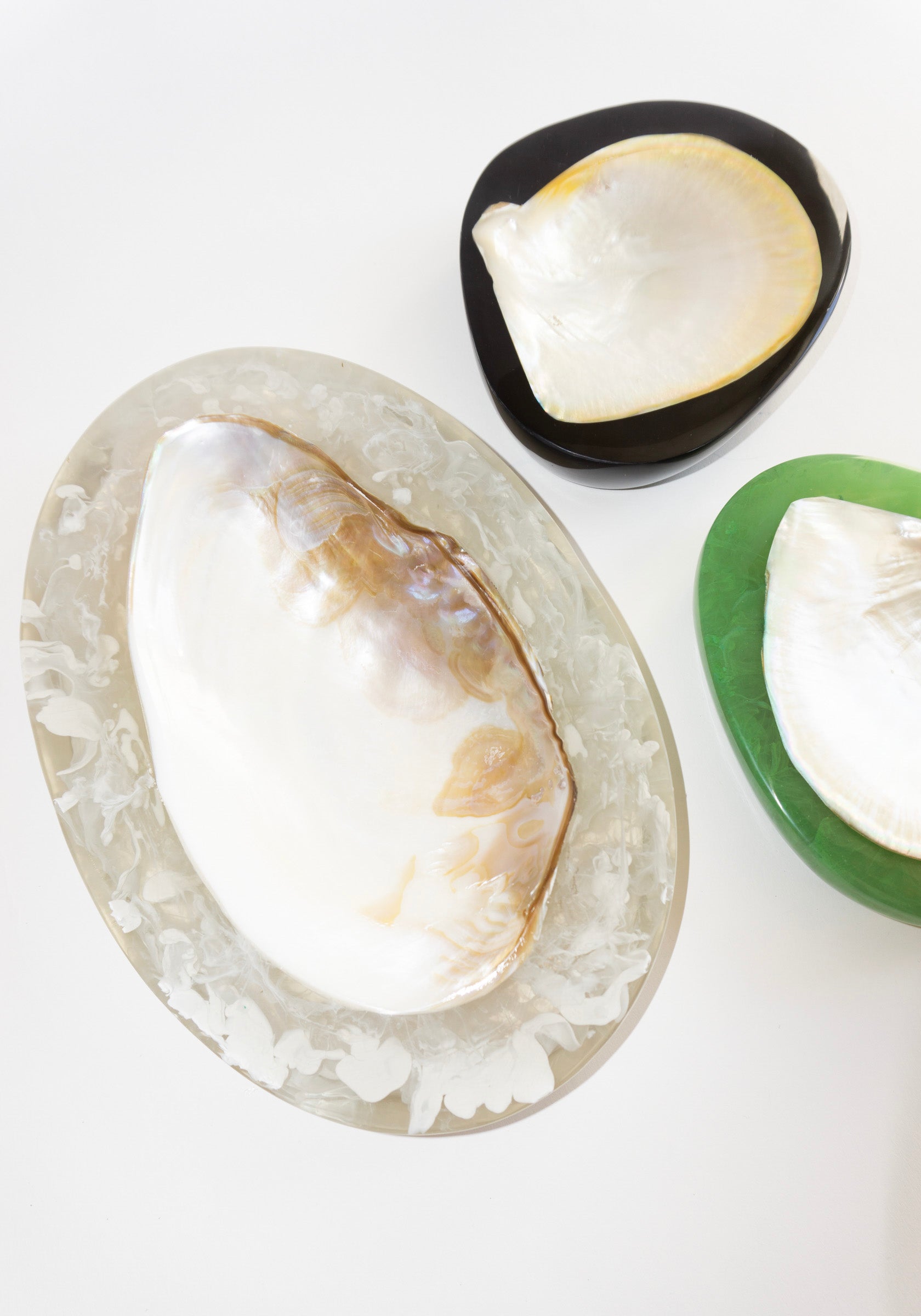 Large Resin Shell Caviar Dish in Clear