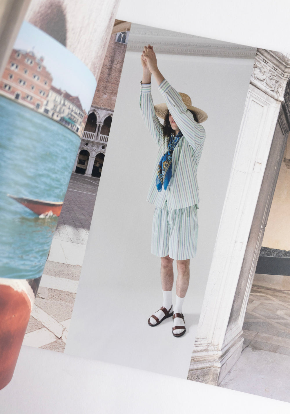 Cristaseya Handmade Classic Collar Shirt in Striped Pastel Green