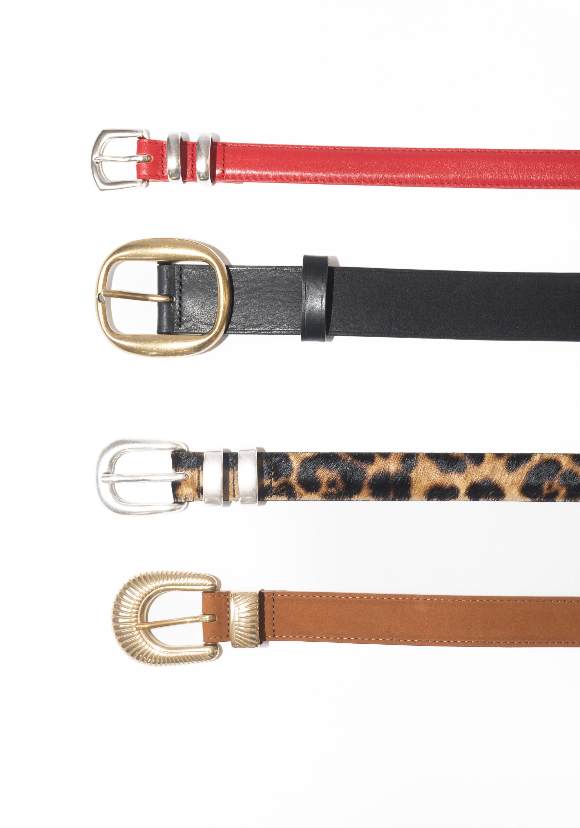 Maison Boinet Skinny Leather Belt in Gooseberry with Silver Buckle