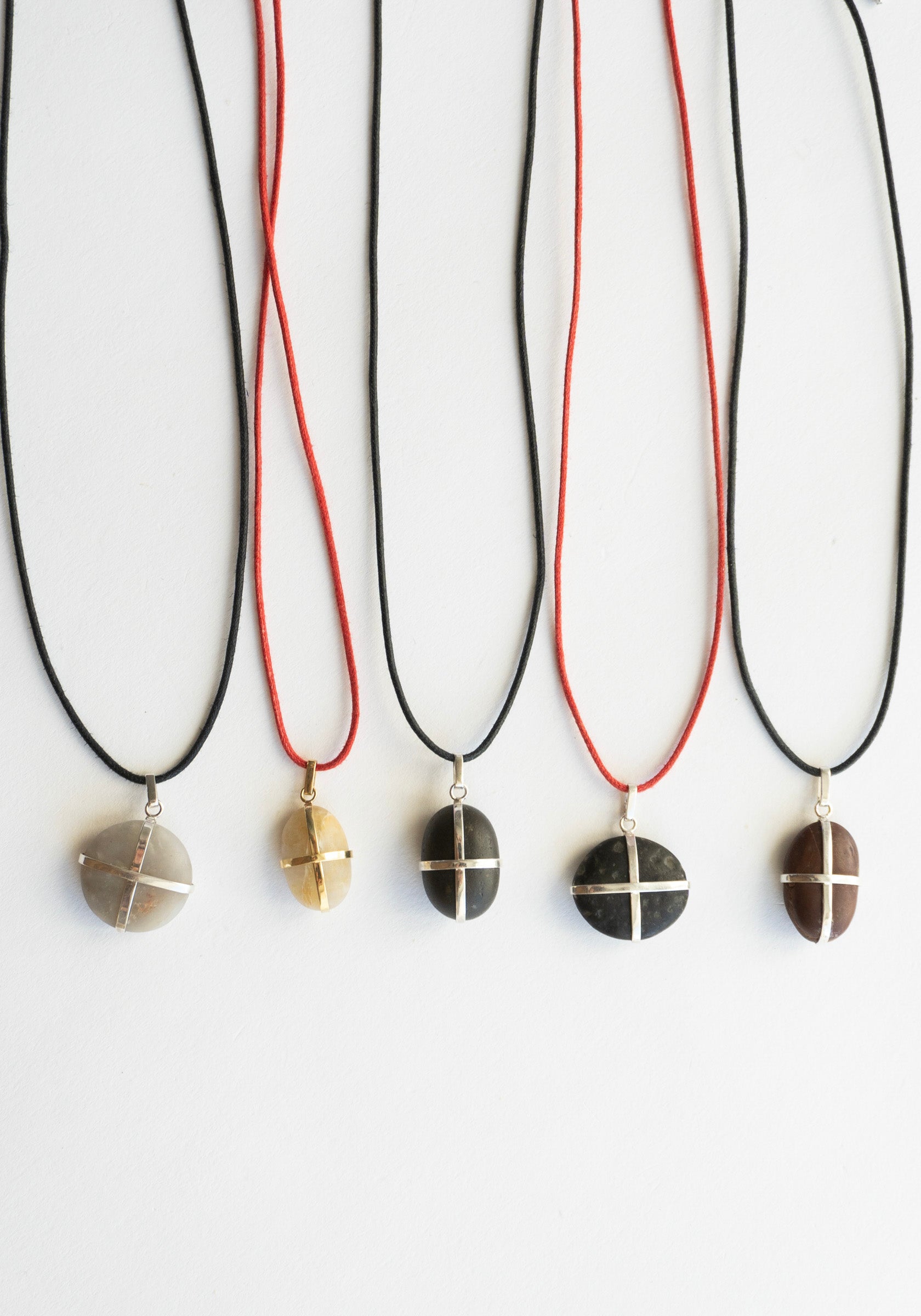 Nathalie Mathoulin Jewellery Stone Silver Ribbon Necklaces