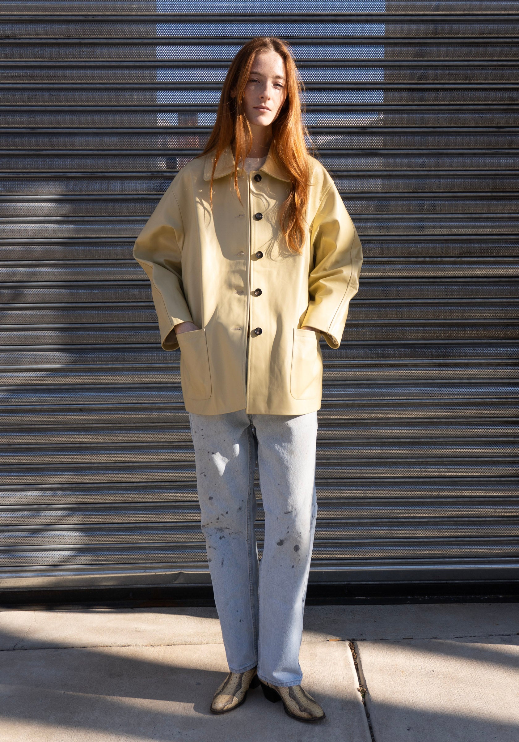 Cawley Nappa Leather Quinn Jacket in Butter