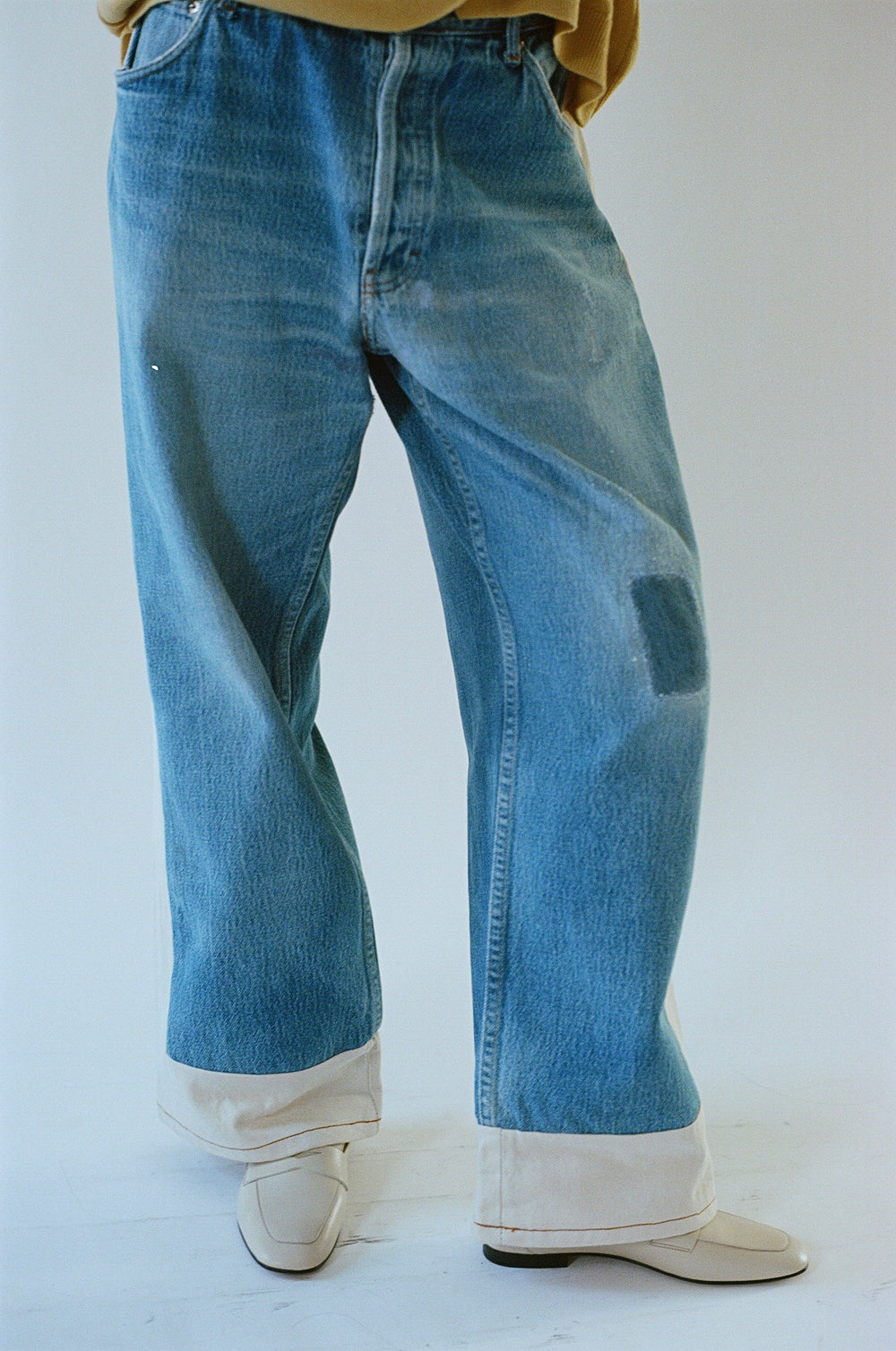 B Sides Vintage Reworked Slouch Jean in Indigo and Natural