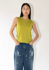 6397 Contrast Stitch Shell Tank in Asparagus


