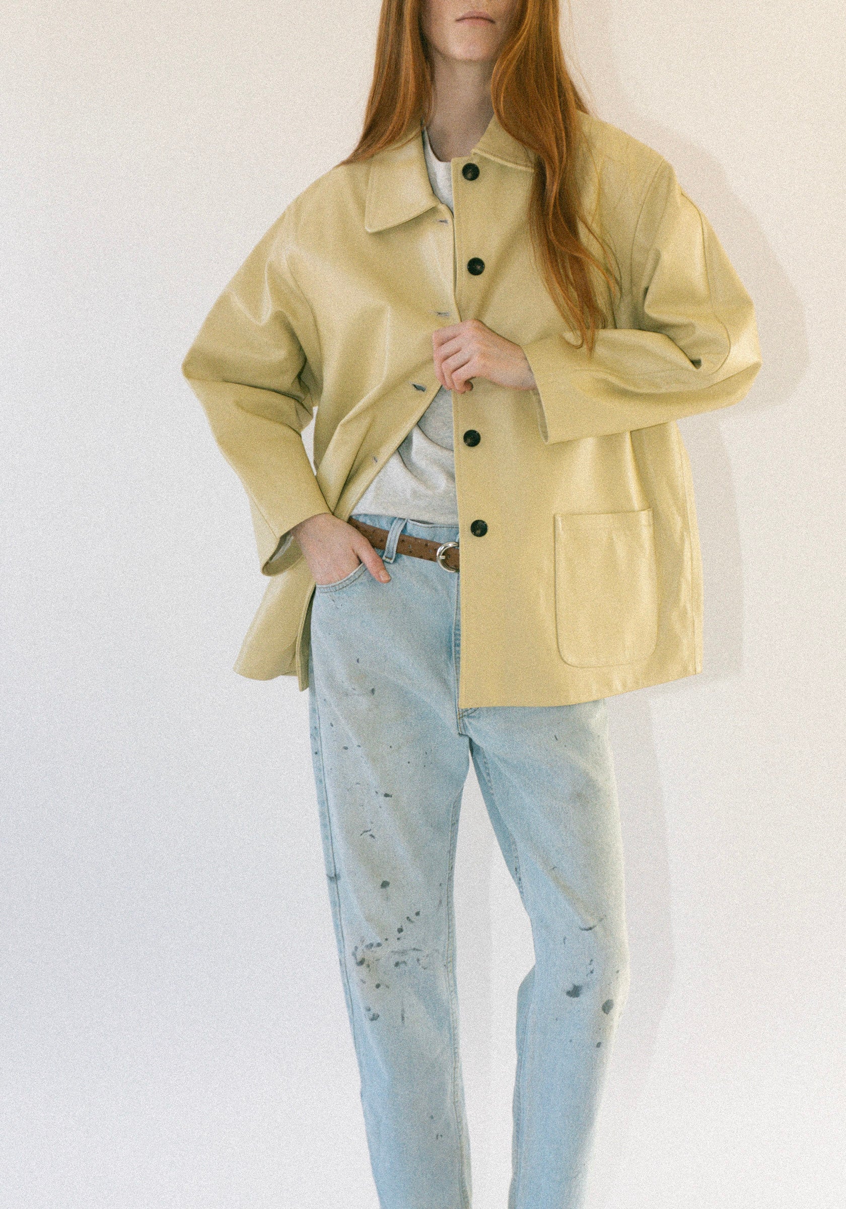 Cawley Nappa Leather Quinn Jacket in Butter