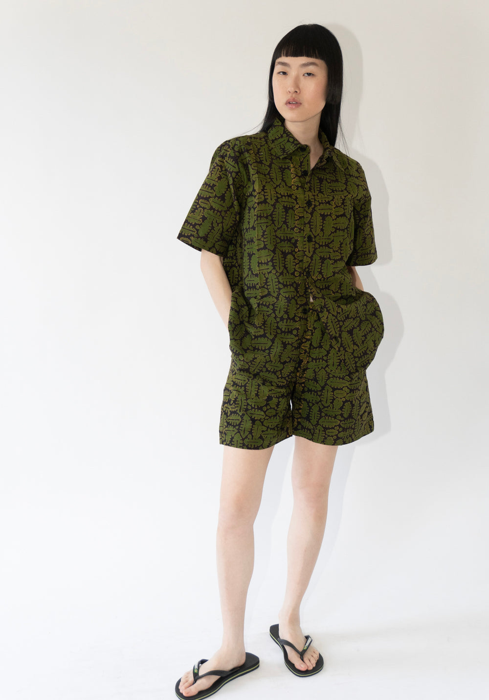 Fahari Bazaar Leaf Print Sudi Short Set