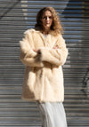 Ruben Mid Length Shearling Coat in Butter