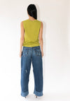 6397 Contrast Stitch Shell Tank in Asparagus

