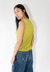 6397 Contrast Stitch Shell Tank in Asparagus

