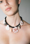Vacation Wardrobe Rope Necklace with Shell Charms in Black