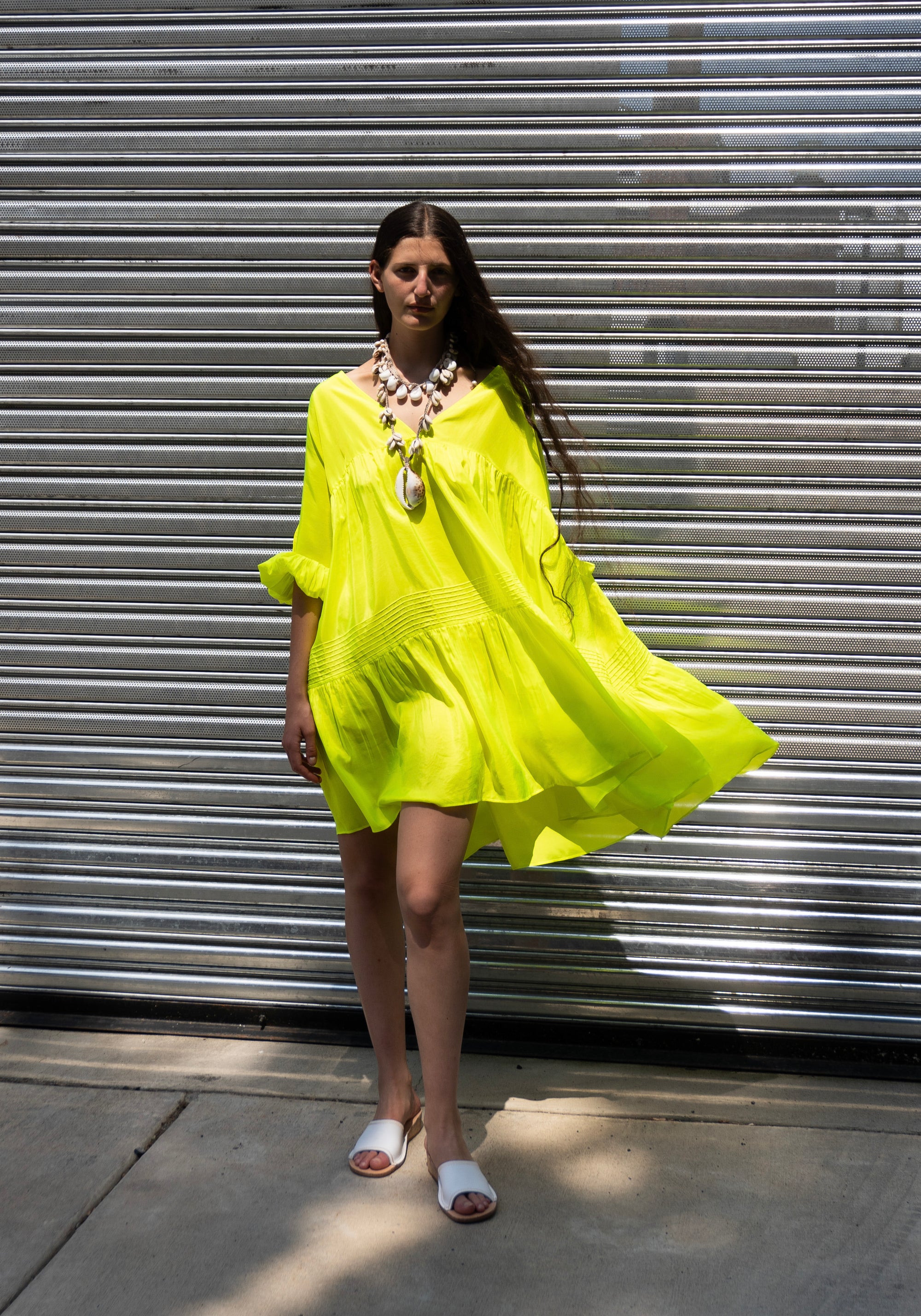 Anaak Airi Mini Dress in Fluoro Yellow