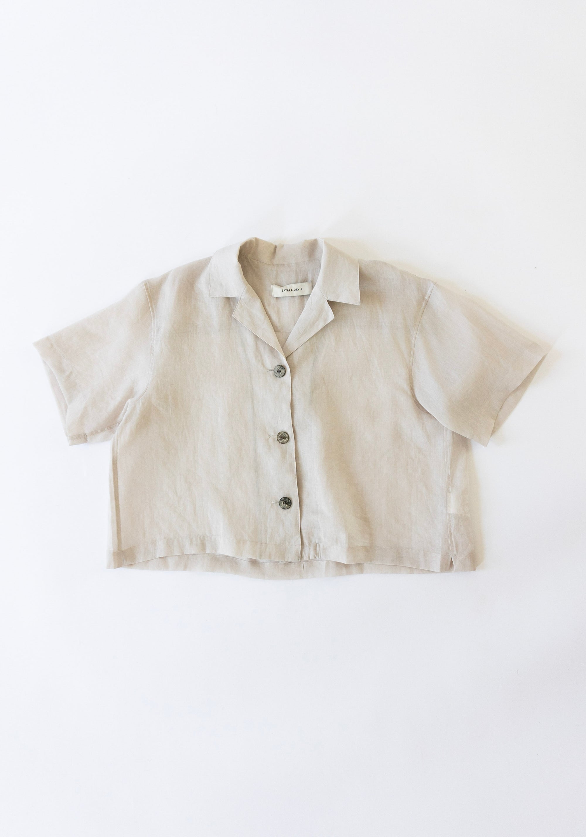 Sheer Cropped Shirt in Sand