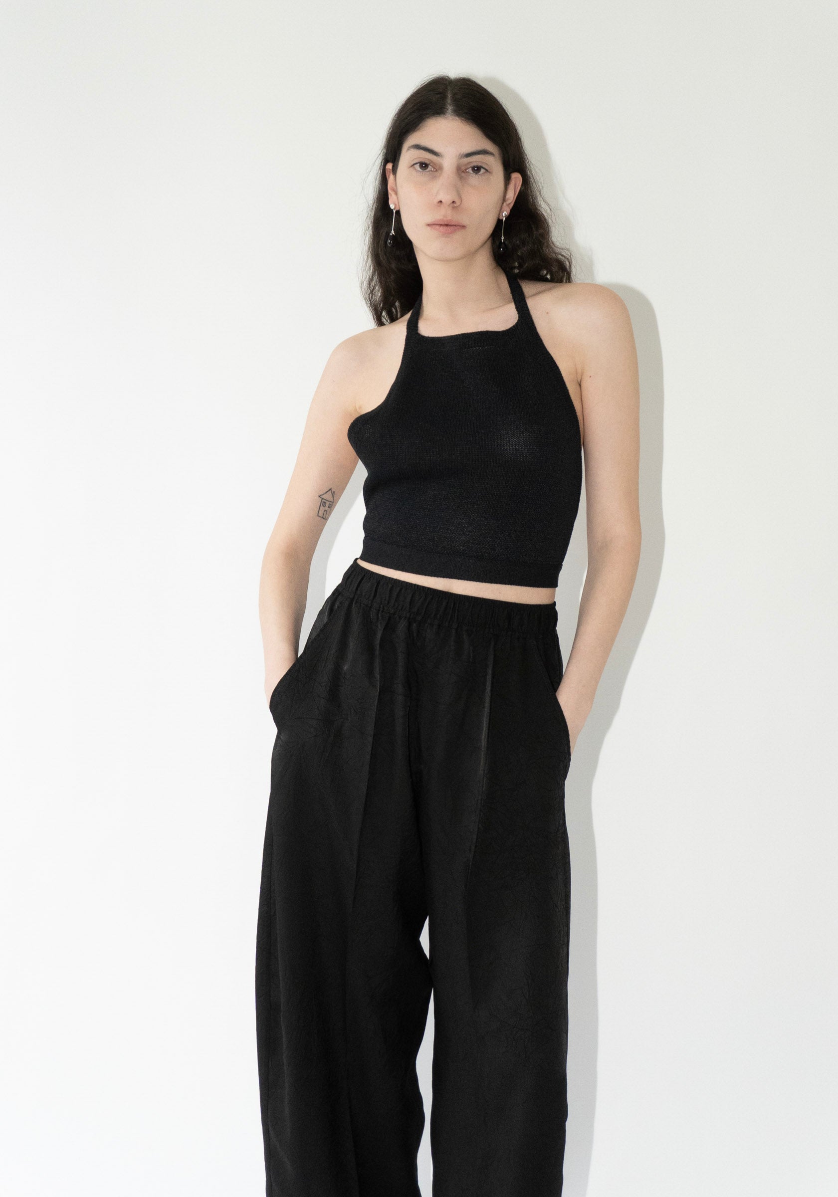 Cristaseya Washi Paper Summer Top in Black