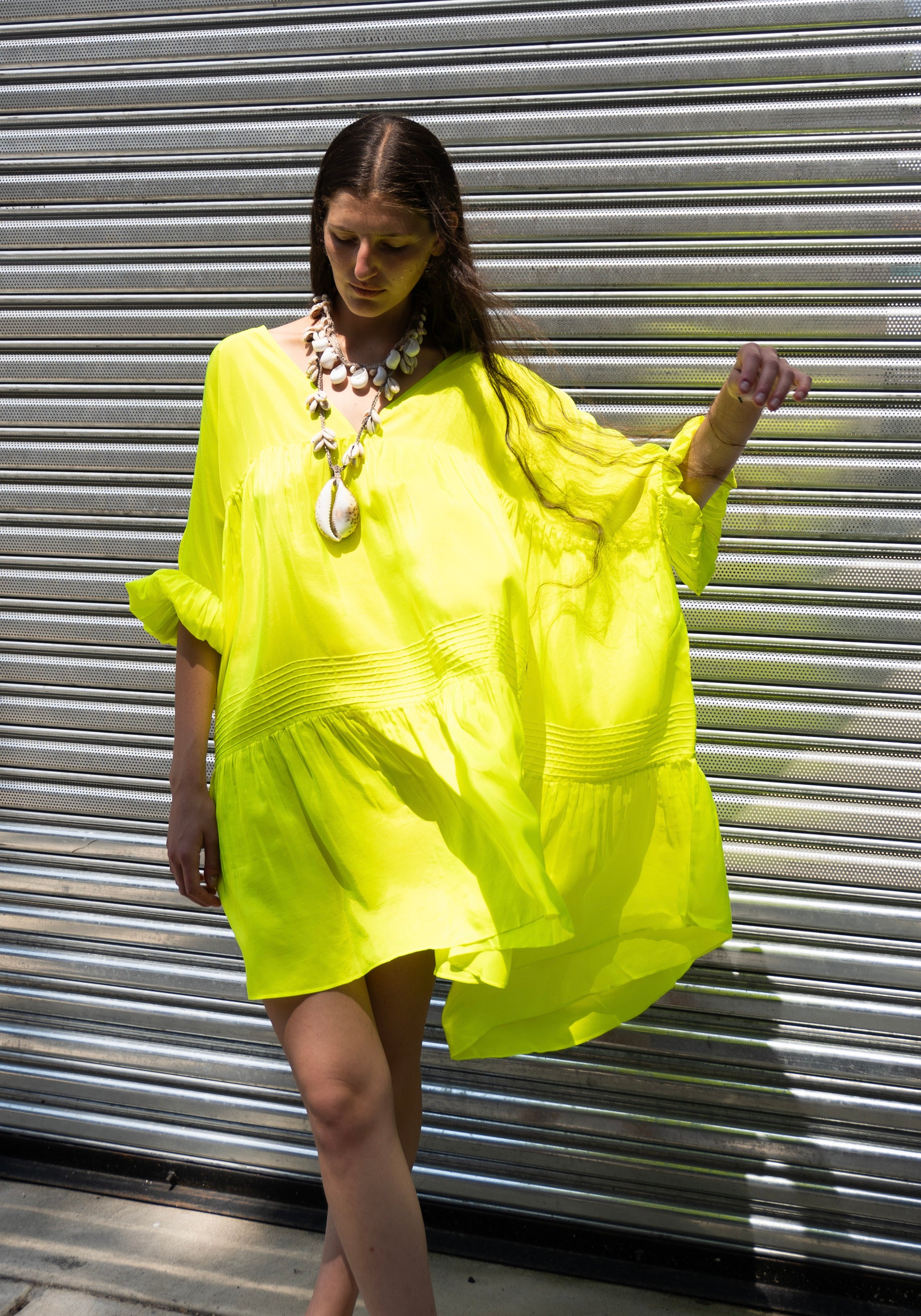 Anaak Airi Mini Dress in Fluoro Yellow