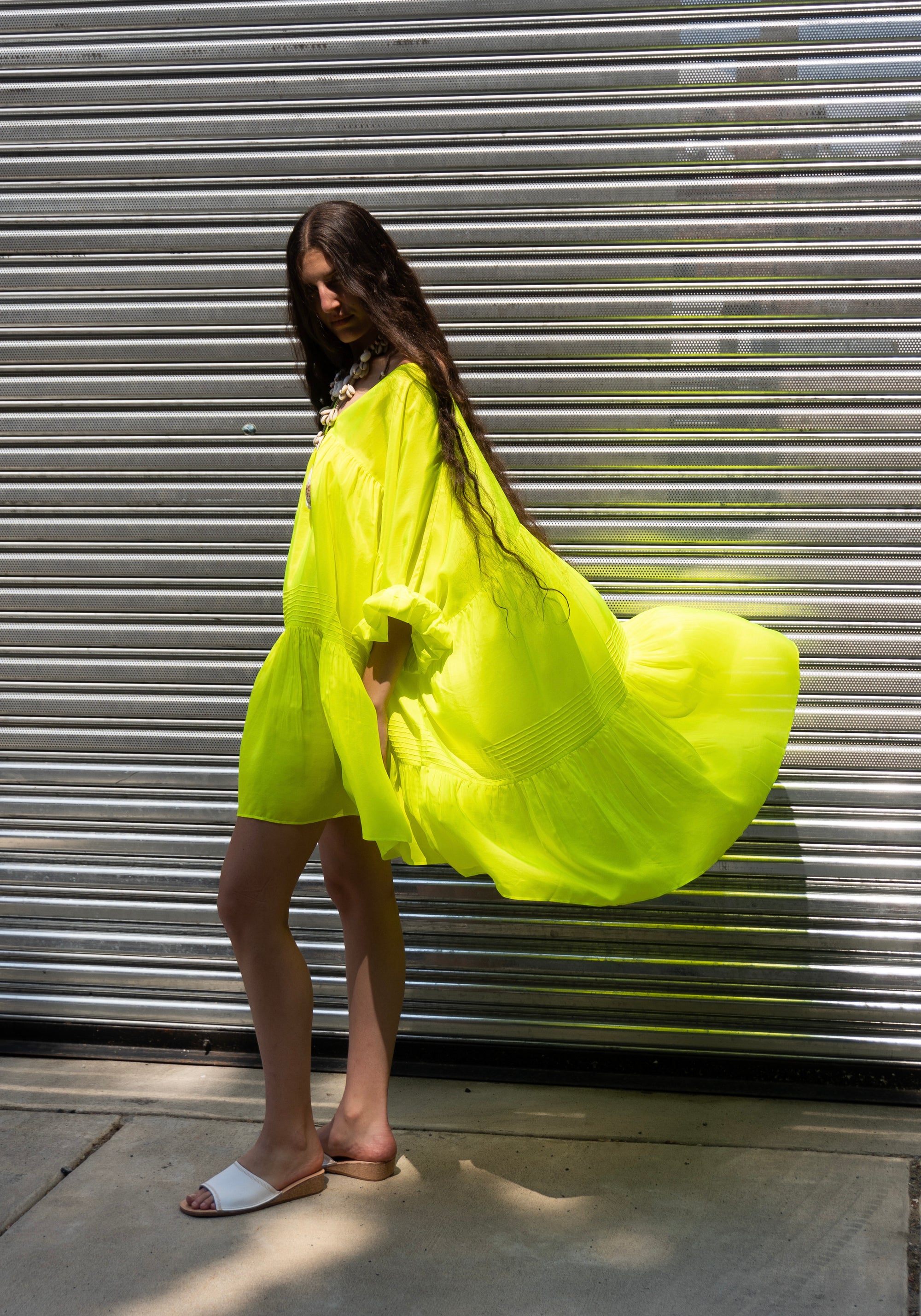 Anaak Airi Mini Dress in Fluoro Yellow