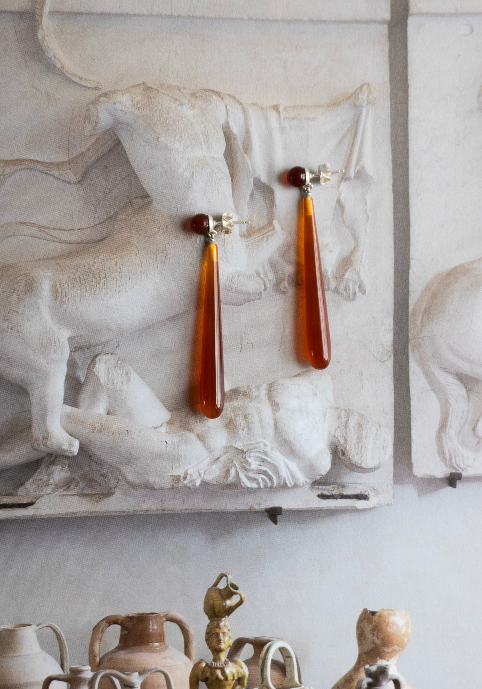 Drop Carnelian Earrings