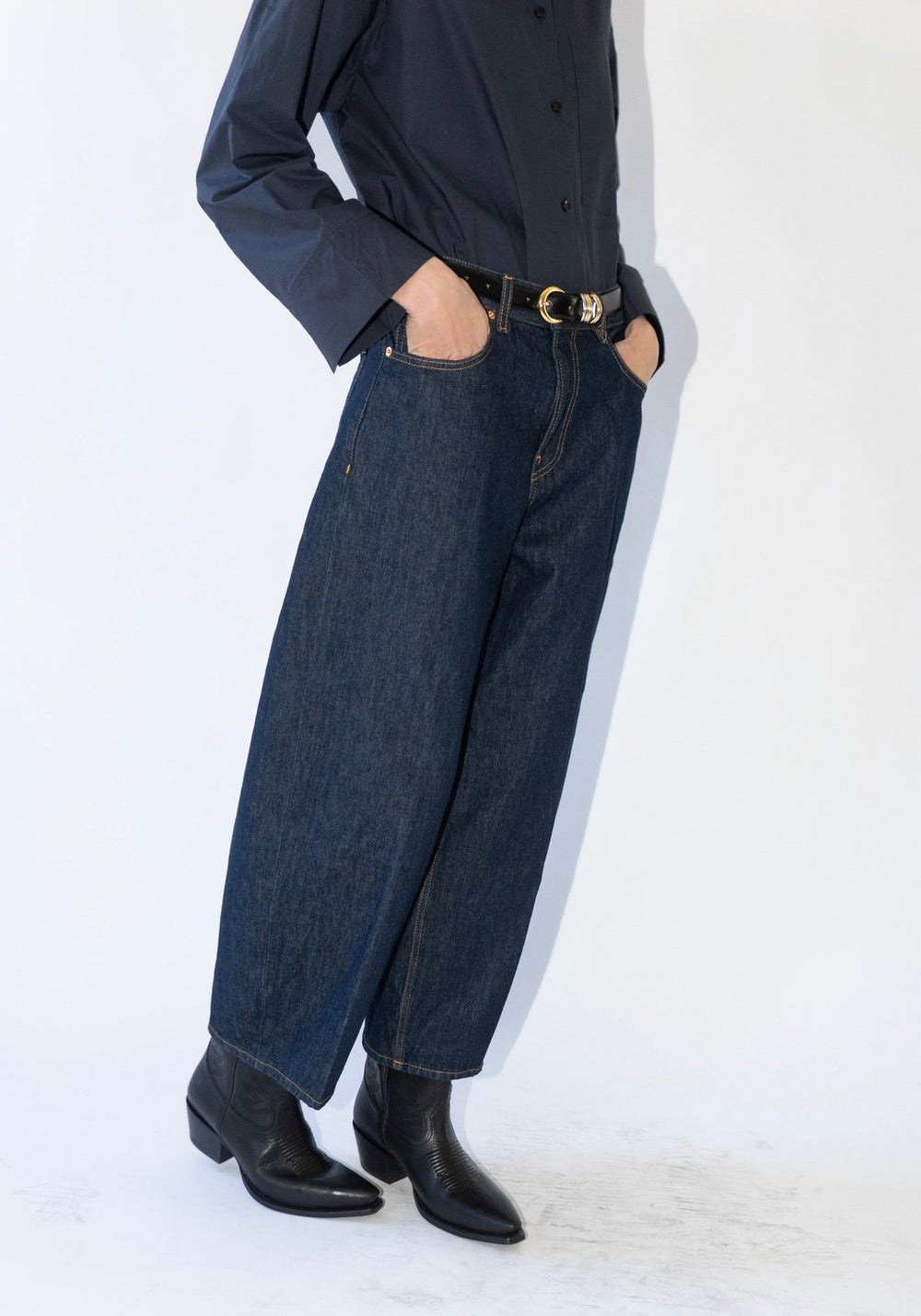 Cropped Roomy Jeans in Rinsed Raw