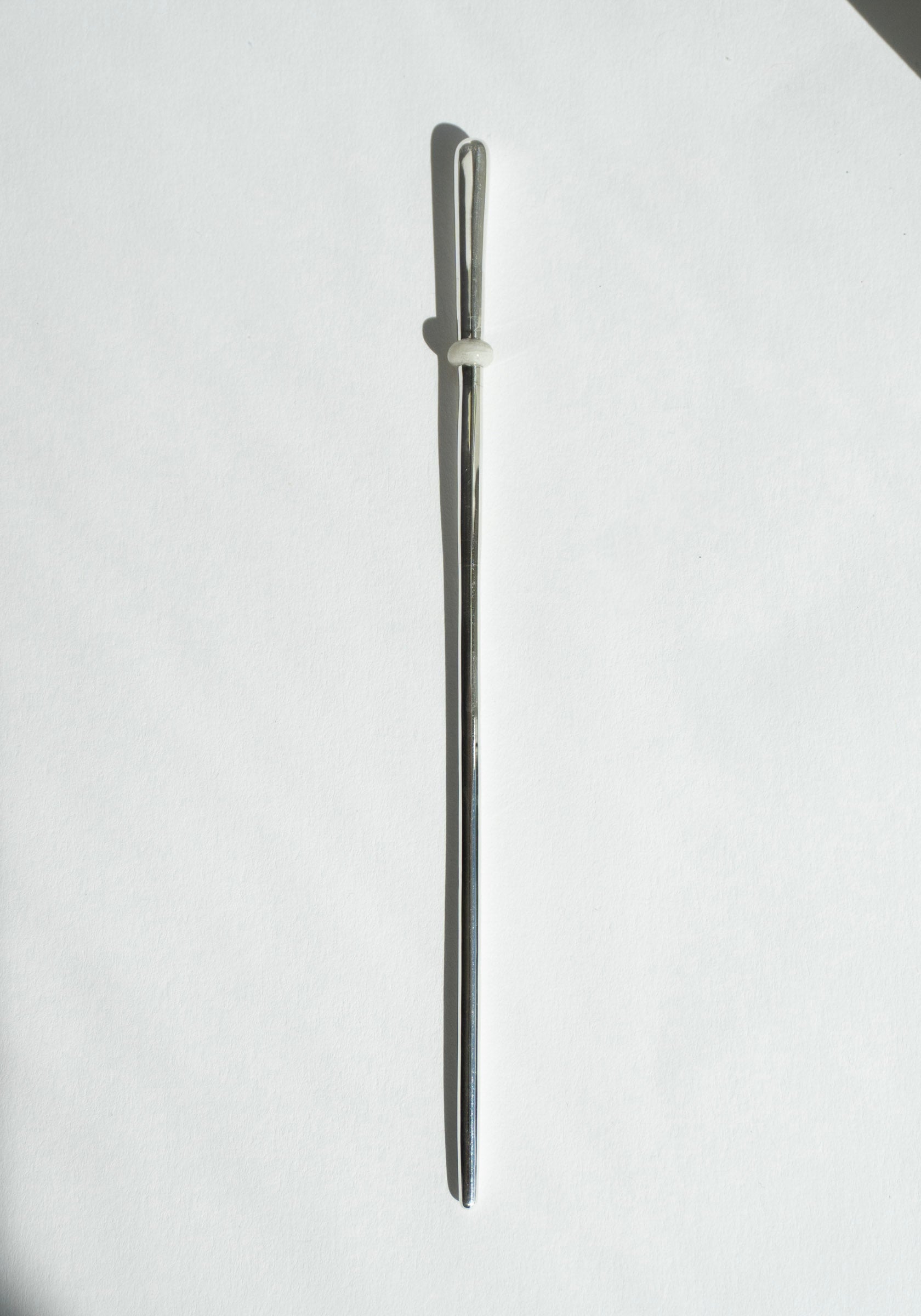 Banded Friedel Hairpin in Silver & White Feldspar