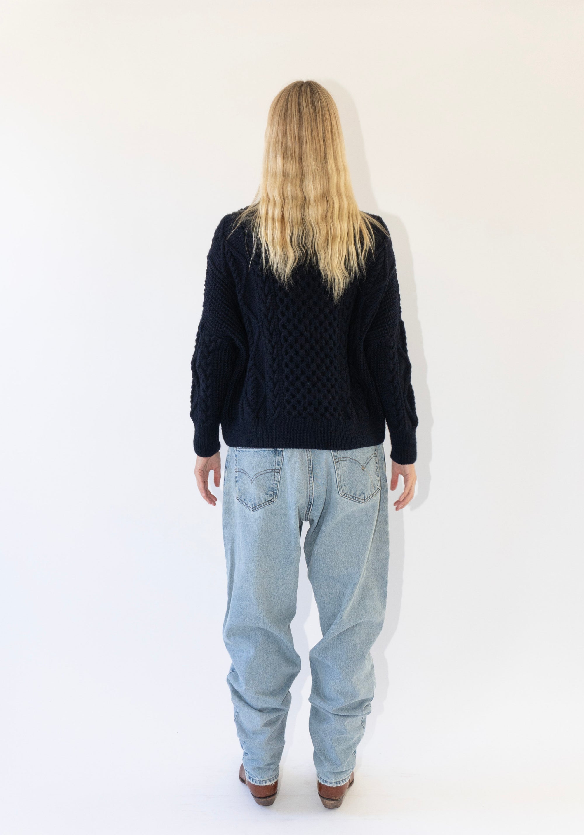 Auntie Oti Fisherman Sweater in Midnight