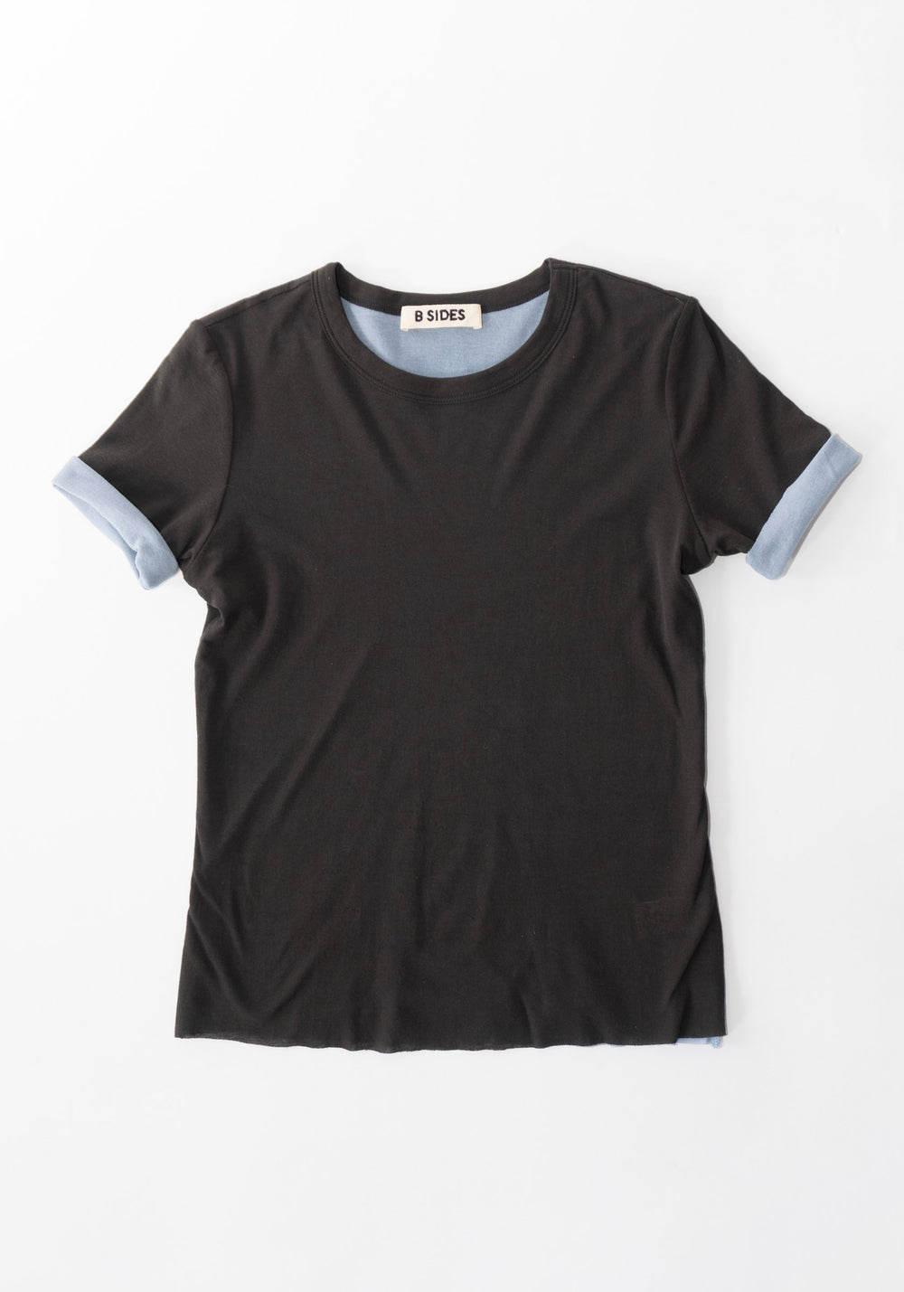B Sides Double Tee in Dark Grey and Light Blue

