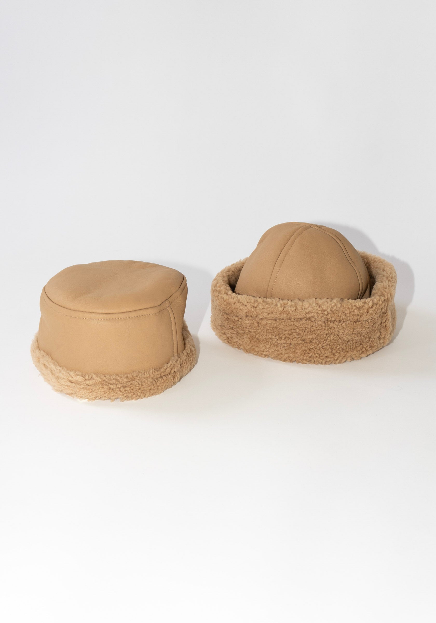 Cawley Leather Pill Box Hat in Tan