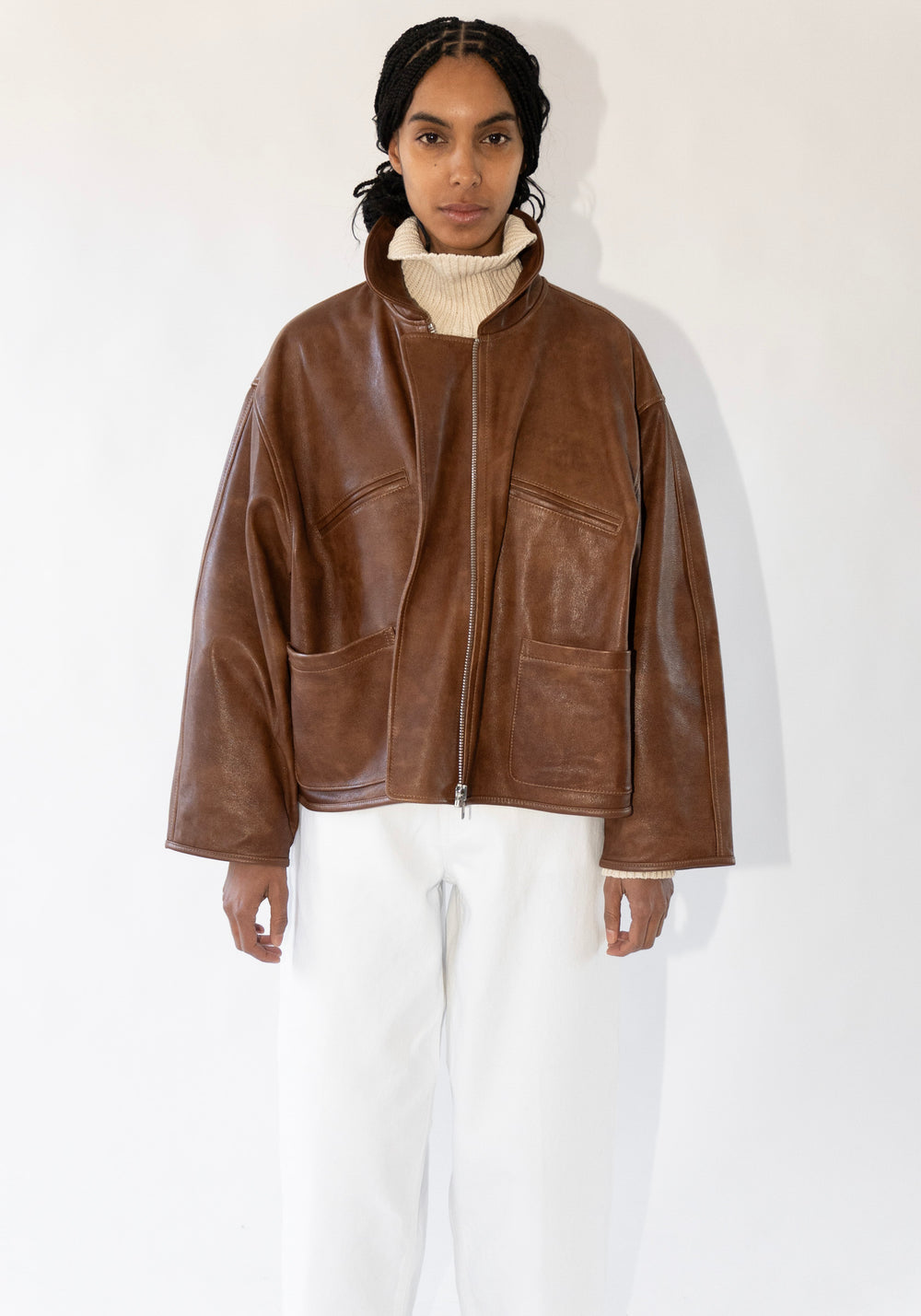 Leather Flying Jacket in Tan