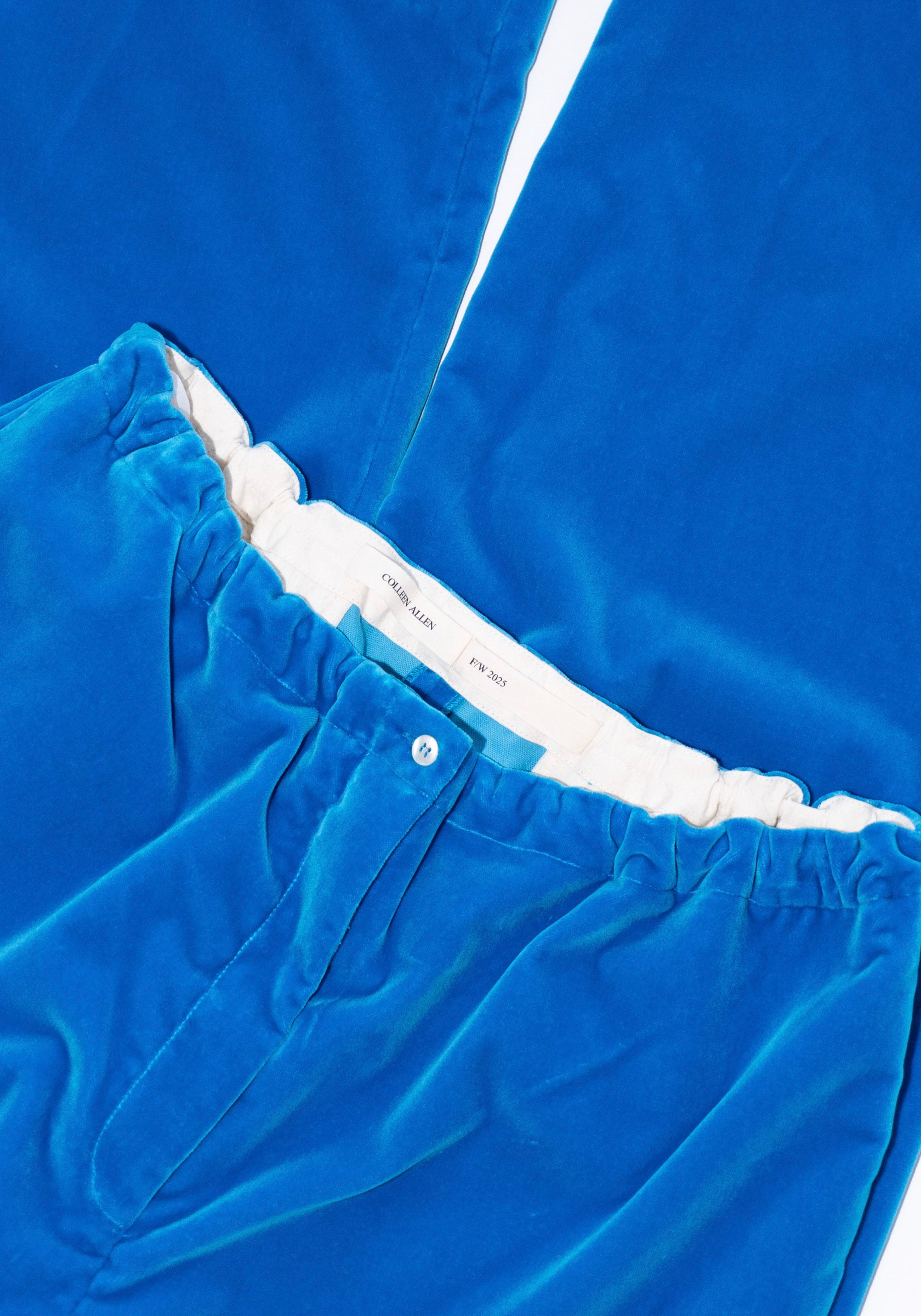 Velvet Drawstring Pant in Cerulean Blue
