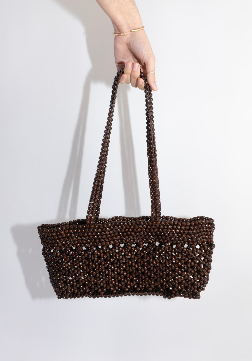 Cordera Wooden Beads Mini Bag in Brown

