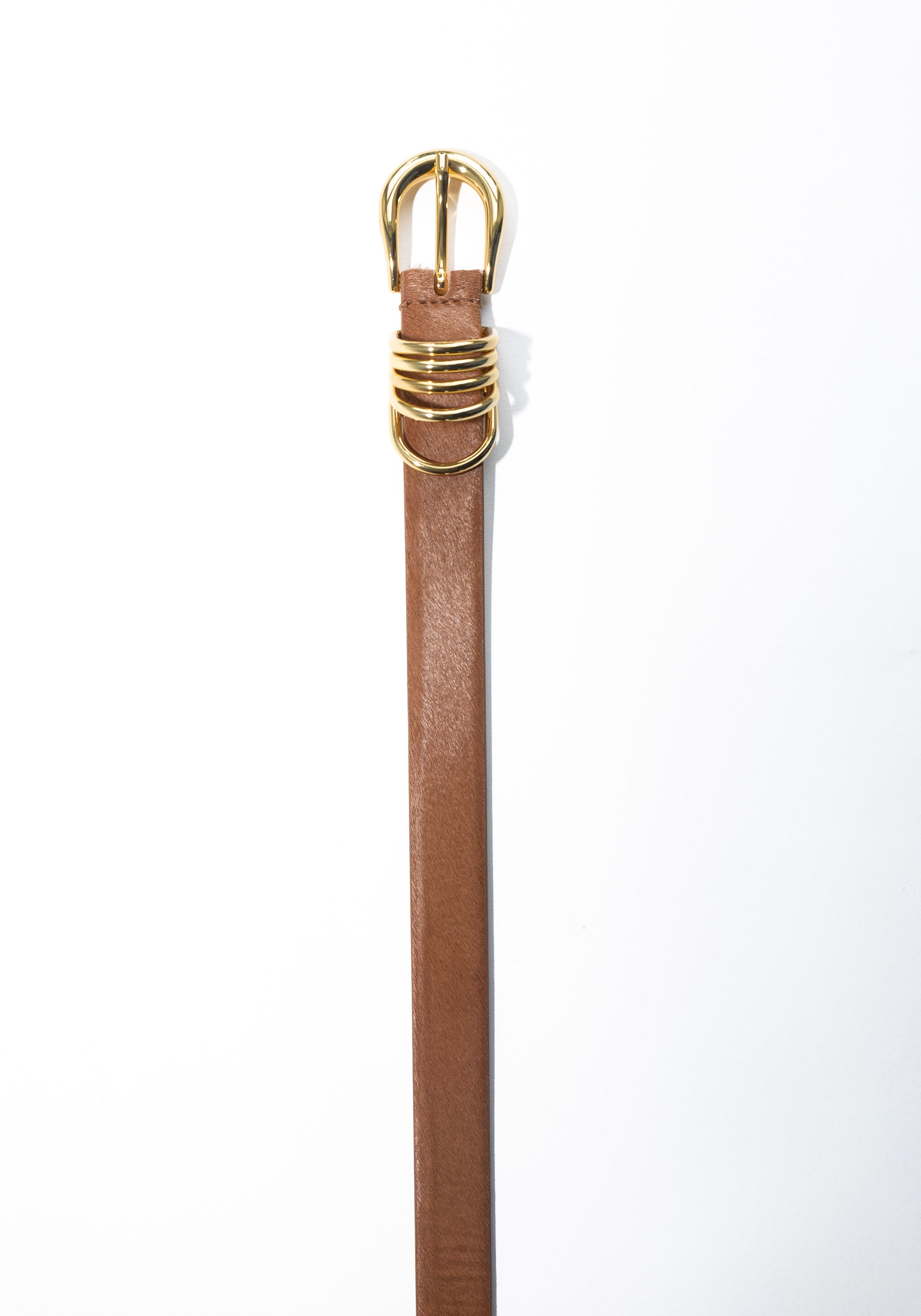 Déhanche Hollyhock Cavallino Belt in Camel Pony with Gold