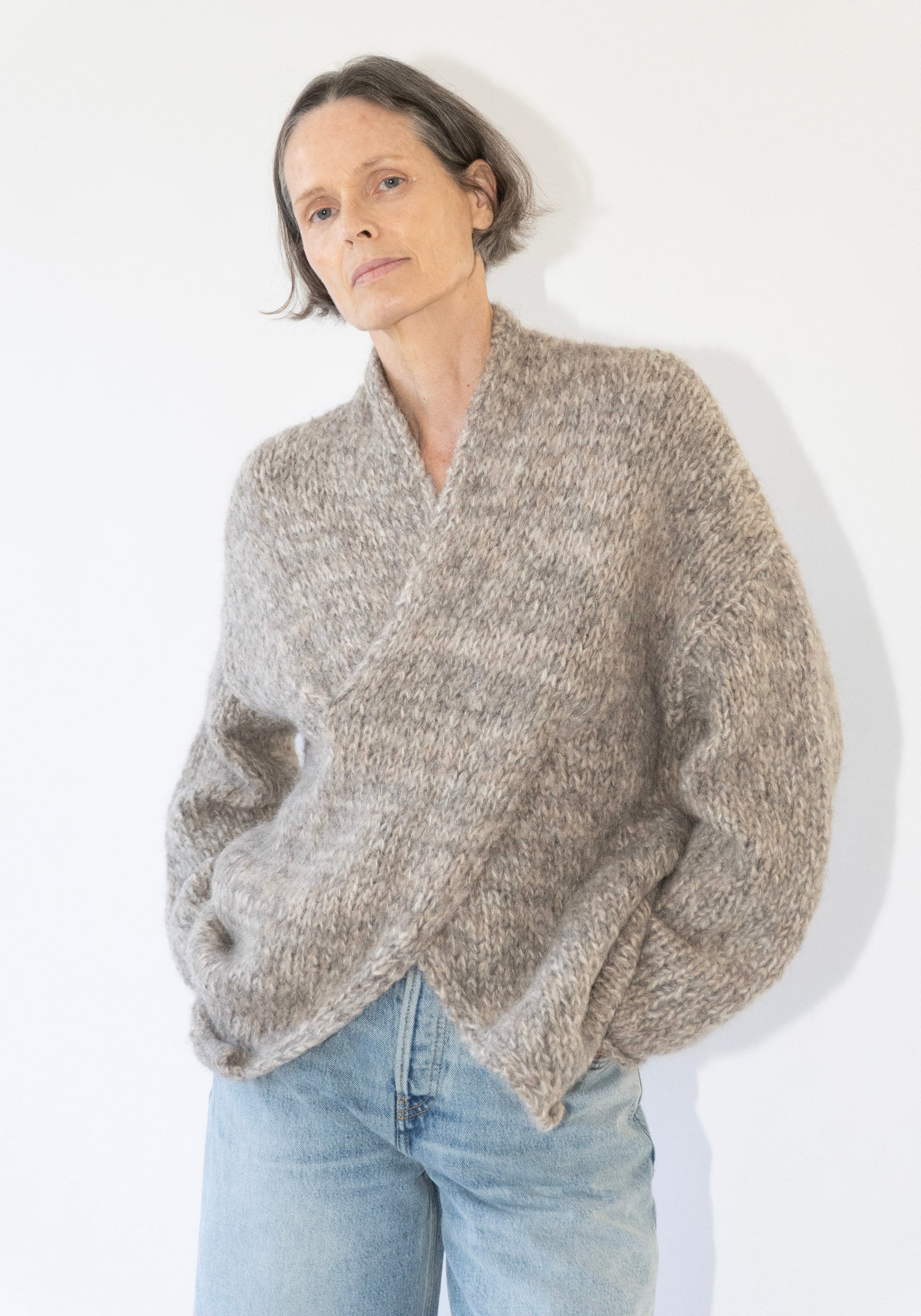 Lauren Manoogian Handknit Big Cable Pullover in Marl